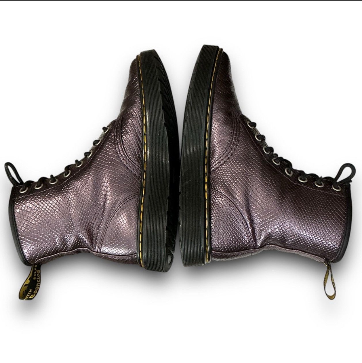 Dr. Martens Zavala Oxblood Metallic Reptile Snake Embossed Combat Boots Size US 6 / IT 36 - 3 Thumbnail