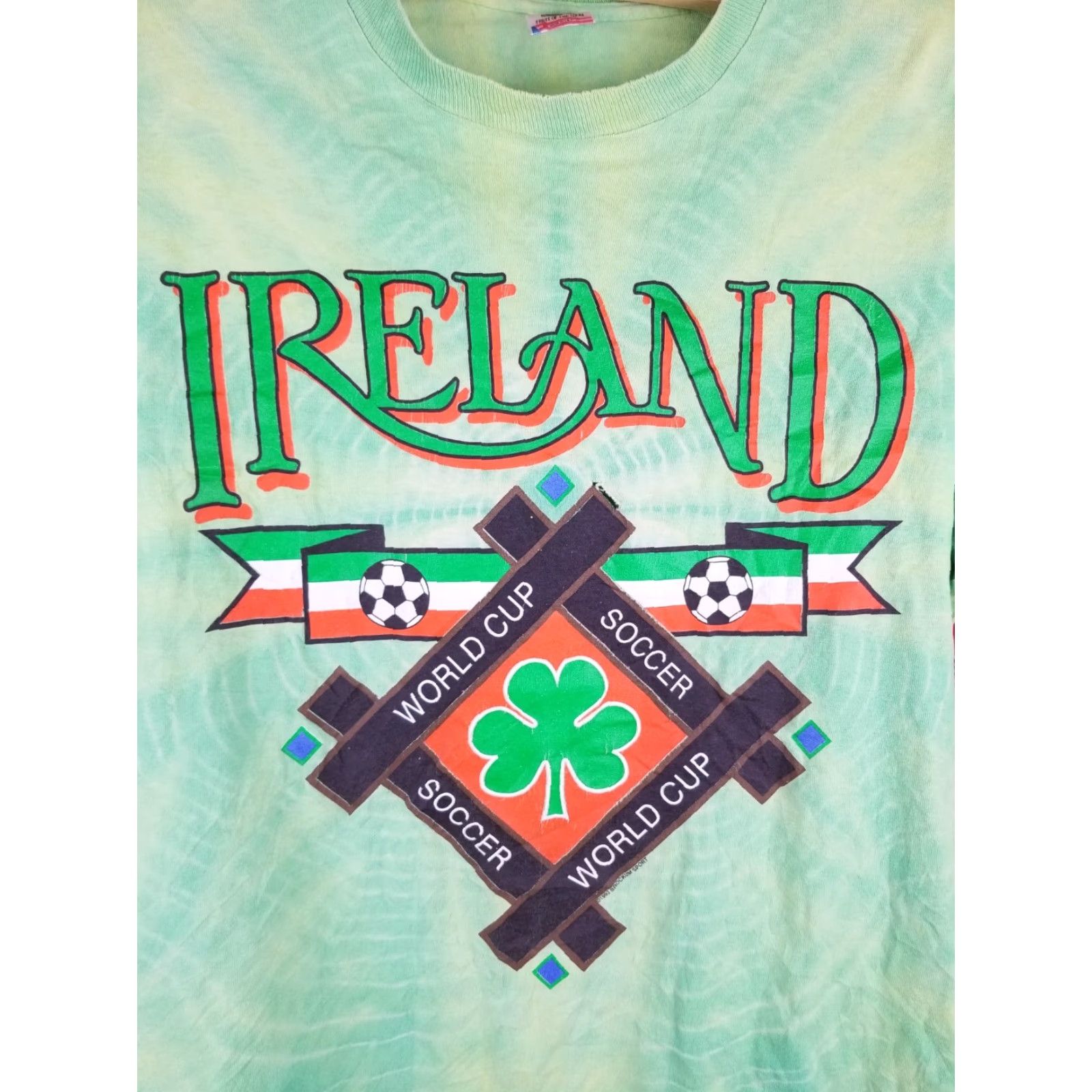 Fruit Of The Loom VINTAGE IRELAND WORLD CUP SOCCER TIE DYE SINGLE STITCH T-SHIRT SZ XLARGE Size US XL / EU 56 / 4 - 2 Thumbnail