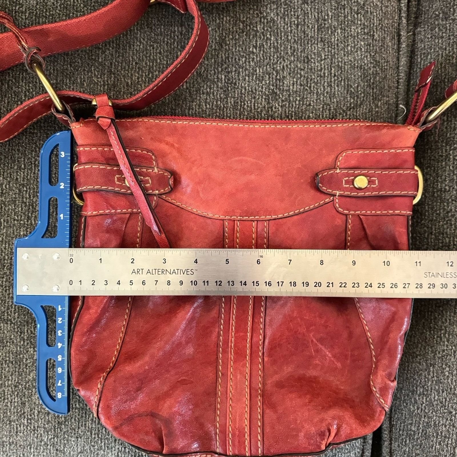Fossil VTG red leather Fossil crossbody bag Size ONE SIZE - 6 Thumbnail