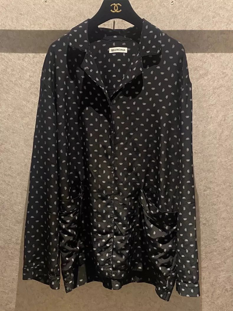 Balenciaga Balenciaga size 32 BB lock full logo mulberry silk shirt Size S / US 4 / IT 40 - 1 Thumbnail