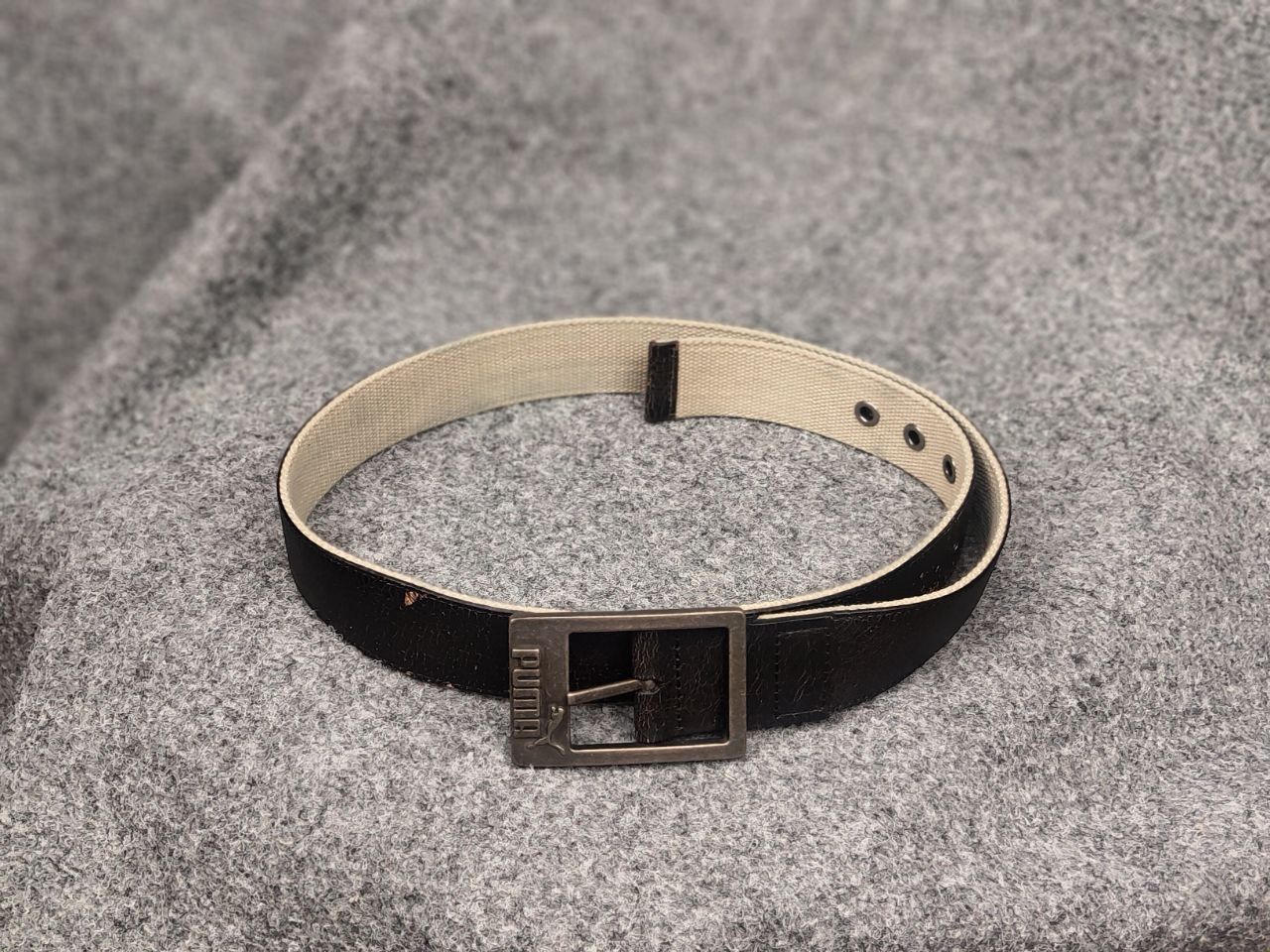 Puma Vintage Puma Logo Dark Brown Canvas Belt Y2K Style Size ONE SIZE - 2 Thumbnail