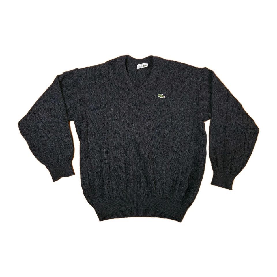 Lacoste × Vintage Chemise Lacoste Cable Knit Sweater Wool V-neck France 6 /XL Size US XL / EU 56 / 4 - 1 Thumbnail