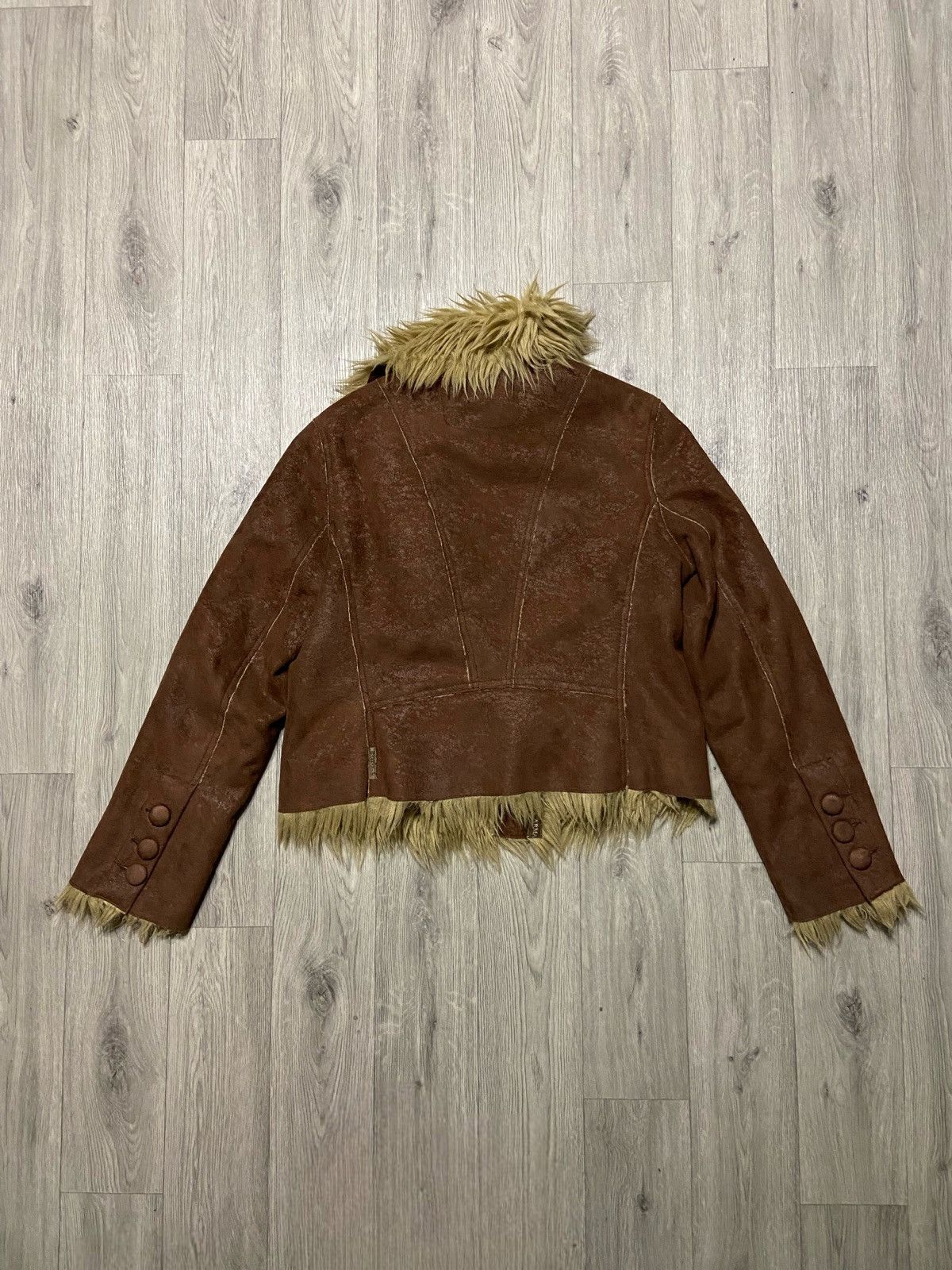 Armani Vintage Armani Jeans Leather Fur Fuzzy Jacket Size L / US 10 / IT 46 - 7 Thumbnail