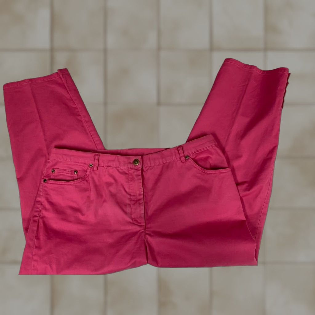 Vintage Ruby Rd Womens Pants 36x24 Pink Straight Chino Cotton Spandex Knit Casual Slimming Regular 24 Inseam Womens Pants Regular Rise Size 25" / US 0 / IT 36 - 1 Thumbnail