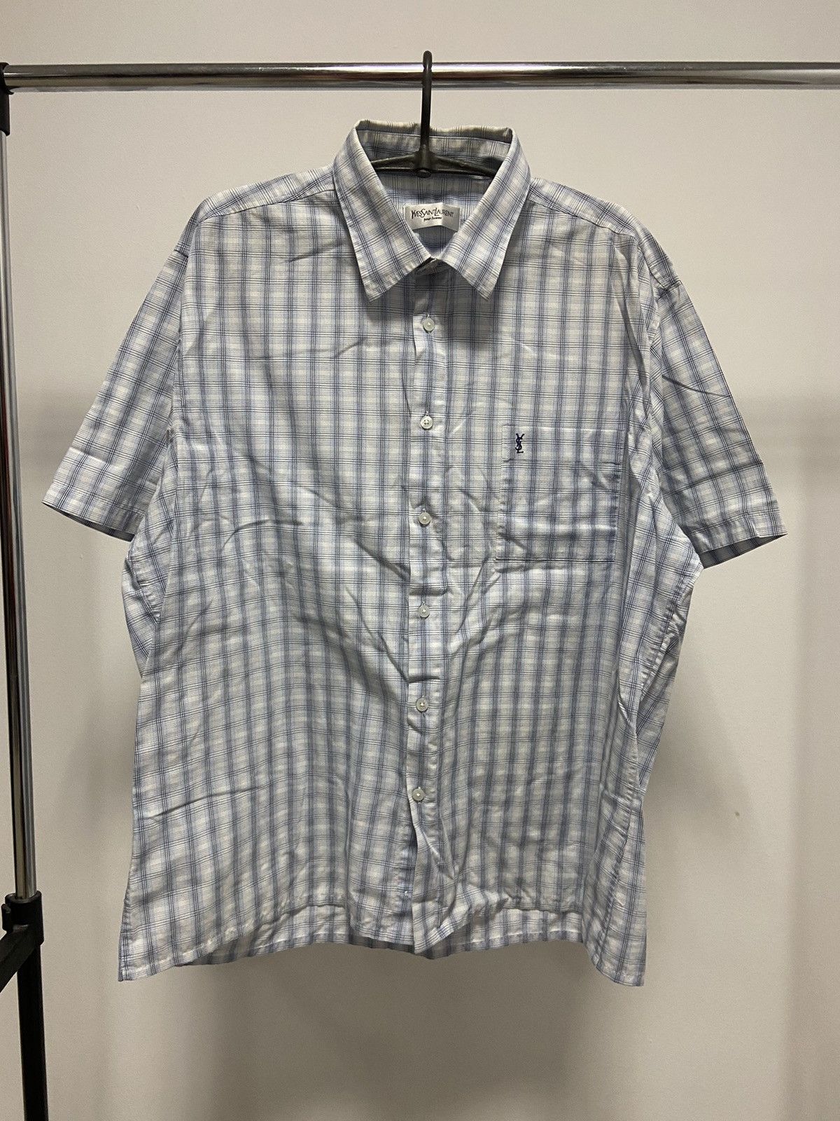 Vintage × Yves Saint Laurent Yves Saint Laurent Button Ups short sleeve small logo Size US XL / EU 56 / 4 - 1 Thumbnail