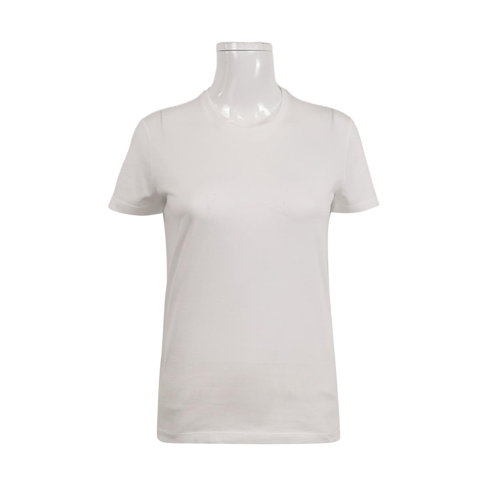 Prada Prada Classic Cotton Crew Neck T-Shirt in White 0089 Size S / US 4 / IT 40 - 1 Thumbnail