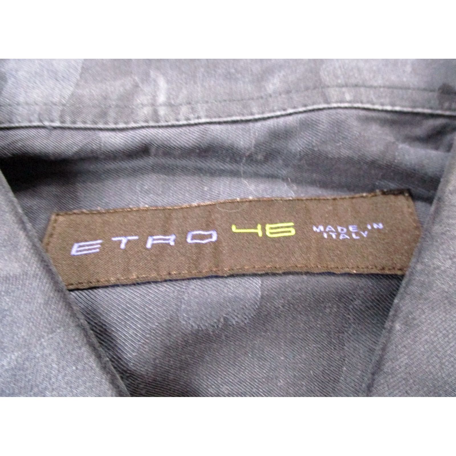 Etro ETRO Shirt Mens XL Gray Camo Button-Up Collared Long Sleeve Casual Business Dress Via Spartaco Milano Italy Size 46R - 6 Thumbnail