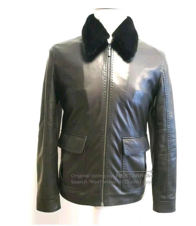 Brioni Brioni Mink collar leather jacket Size US M / EU 48-50 / 2 - 1 Thumbnail
