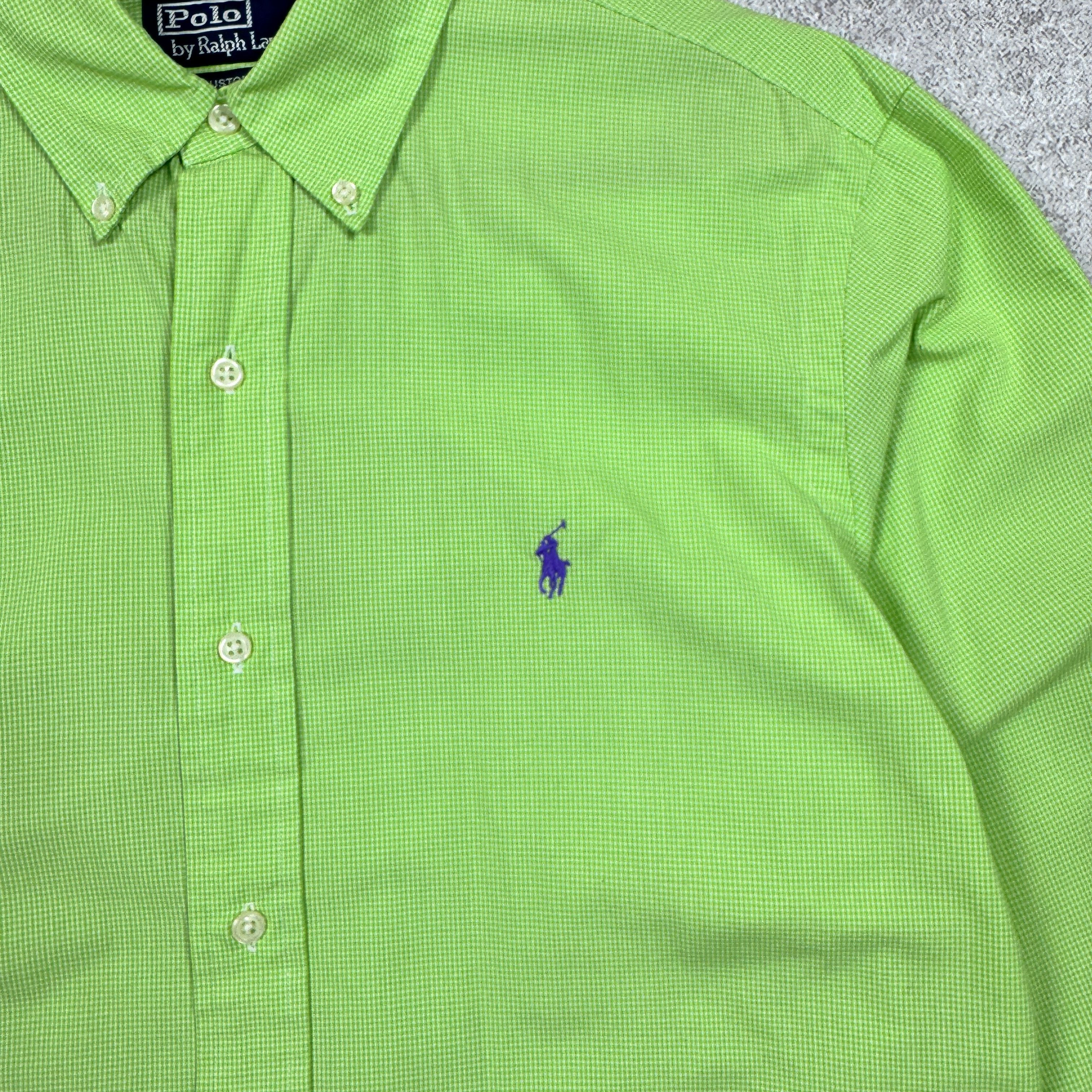 Polo Ralph Lauren Men`s Polo Ralph Lauren Green Cotton Custom Fit Shirt Size L Size US L / EU 52-54 / 3 - 4 Thumbnail