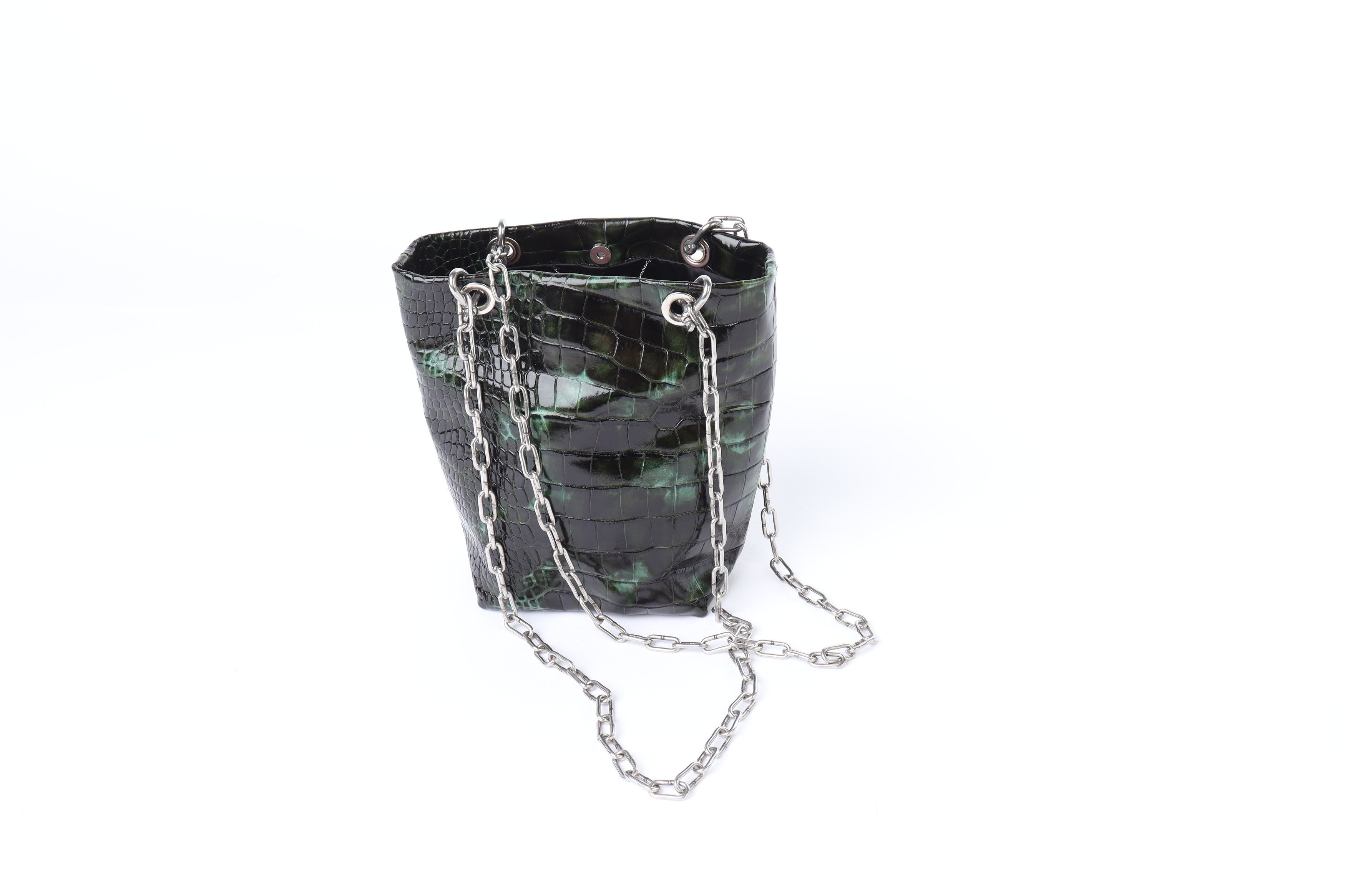 Japanese Brand × Vintage Leather crocodile chain tote bag Size ONE SIZE - 2 Thumbnail