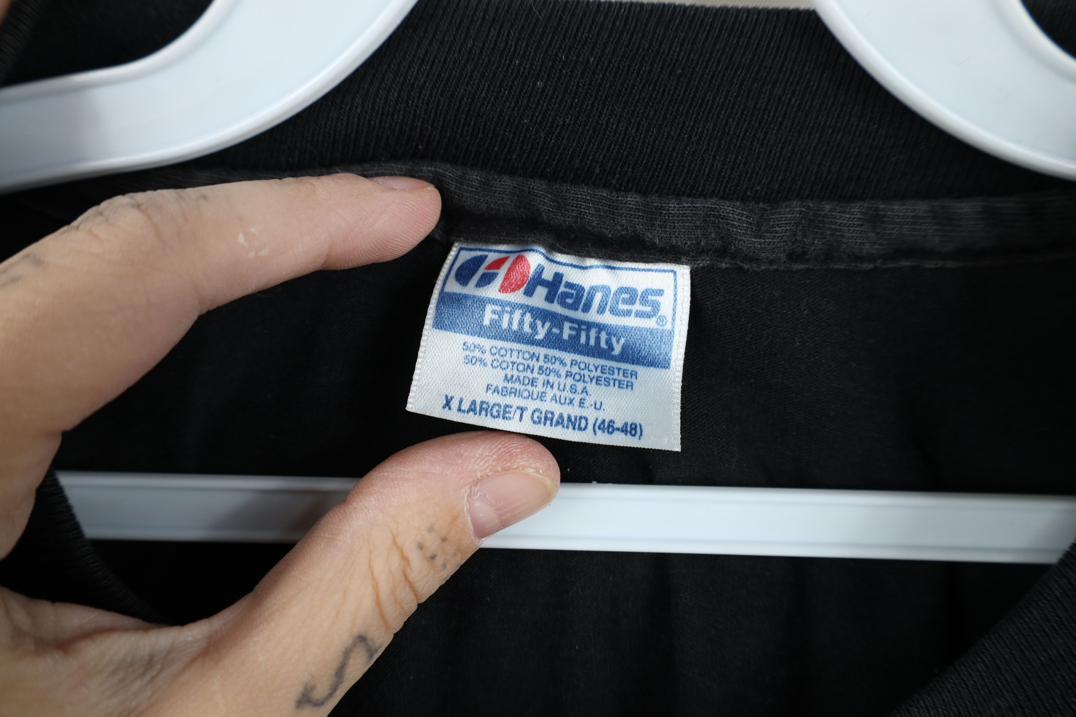 Hanes Vintage 80s 90s Hanes Blank Short Sleeve T-Shirt Black USA Size US XL / EU 56 / 4 - 4 Thumbnail