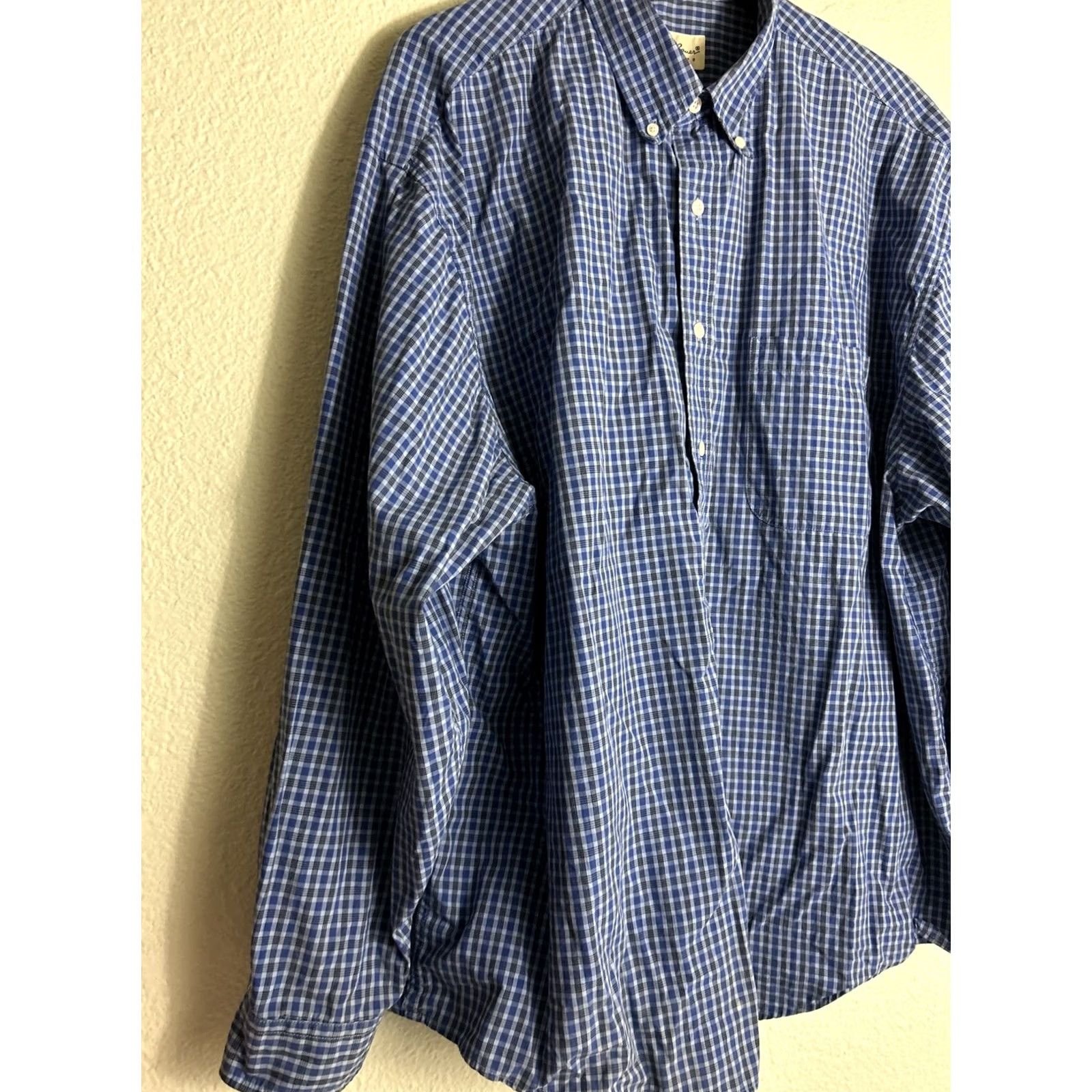 Eddie Bauer Eddie Bauer Mens Button-Up Shirt Plaid Checkered Cotton Blue 2XL Long Sleeve Size US XXL / EU 58 / 5 - 2 Thumbnail