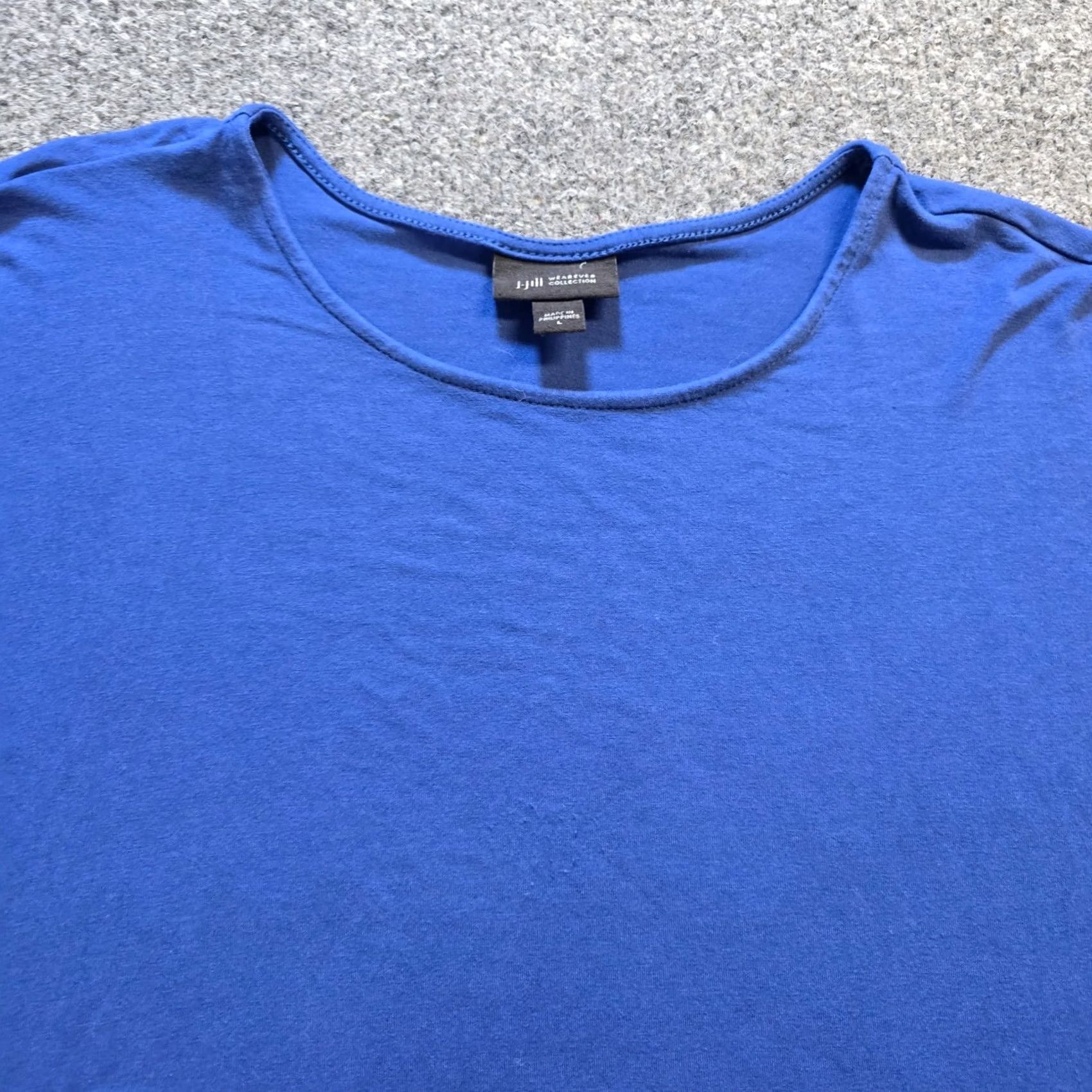 J. Jill J. Jill Top Women L Blue Boxy Stretch Wearever Short Sleeve Basic Shirt, Round Neck, Knit, Regular Fit, Casual Size L / US 10 / IT 46 - 2 Thumbnail