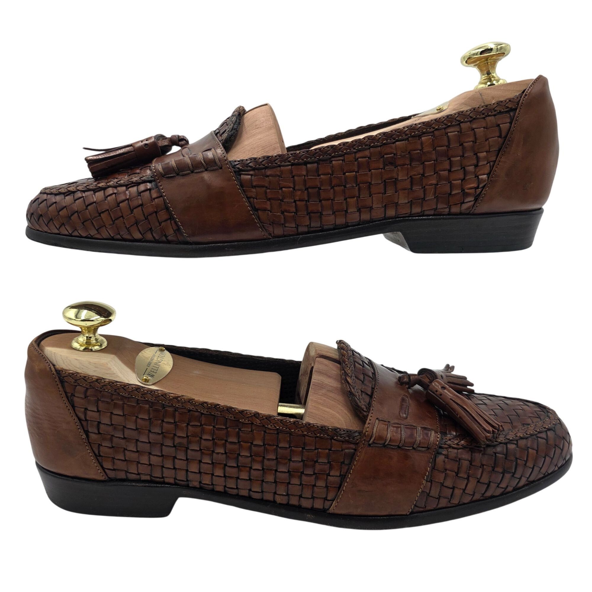 Bragano Vintage Bragano Cole Haan Brown Leather Woven Tassel Loafers Size US 9 / EU 42 - 8 Thumbnail