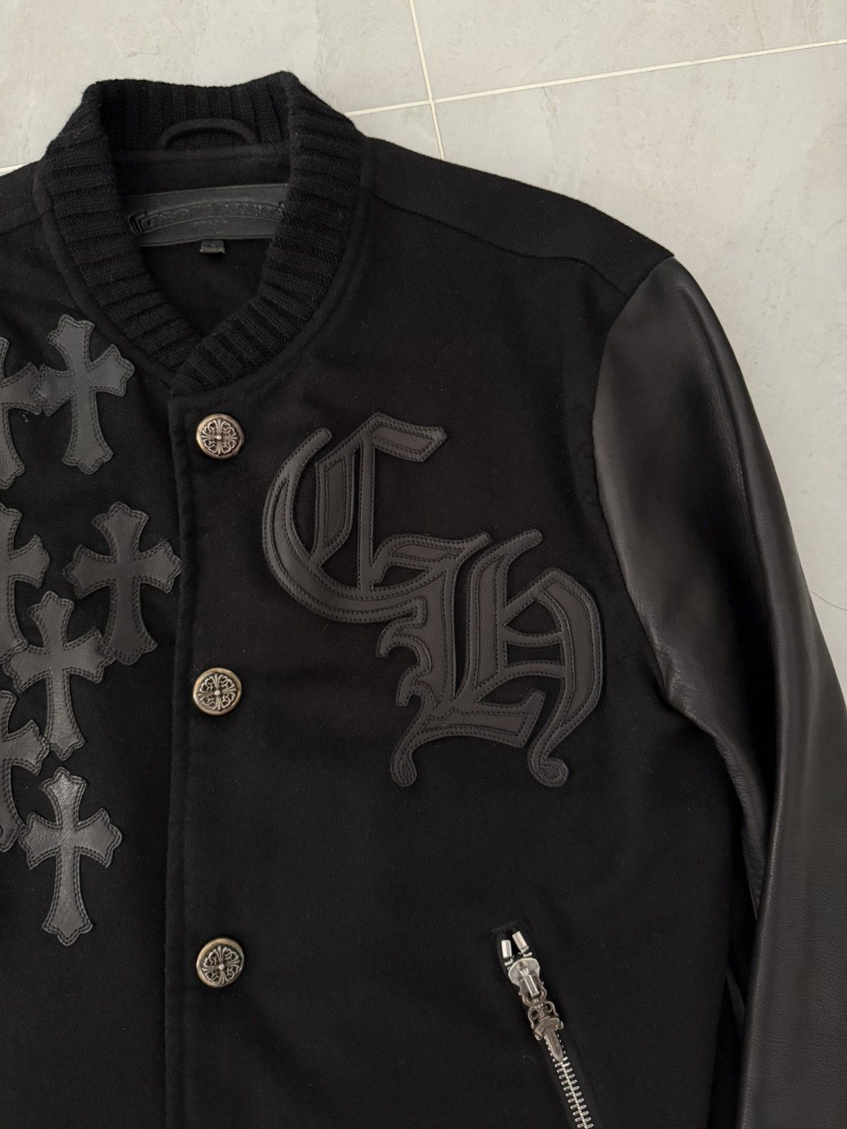 Chrome Hearts *RARE* Chrome Hearts Leather Patched Varisity Jacket Sz. M Size US M / EU 48-50 / 2 - 3 Thumbnail