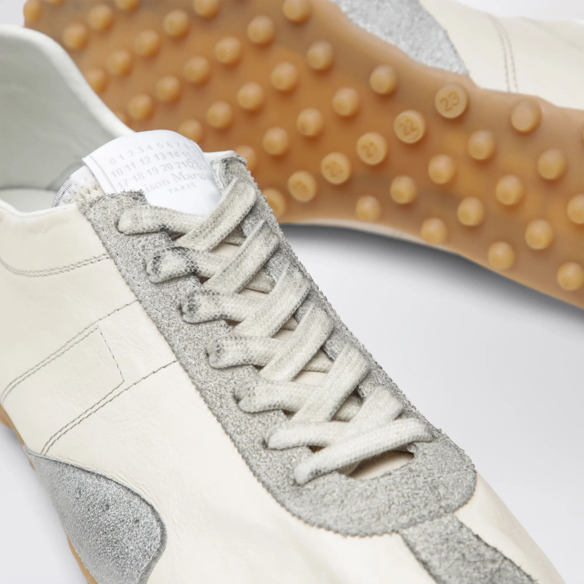 Maison Margiela o1d2blof0526 Leather And Vintage Suede Low-Top Sneakers Size US 11 / EU 44 - 5 Thumbnail