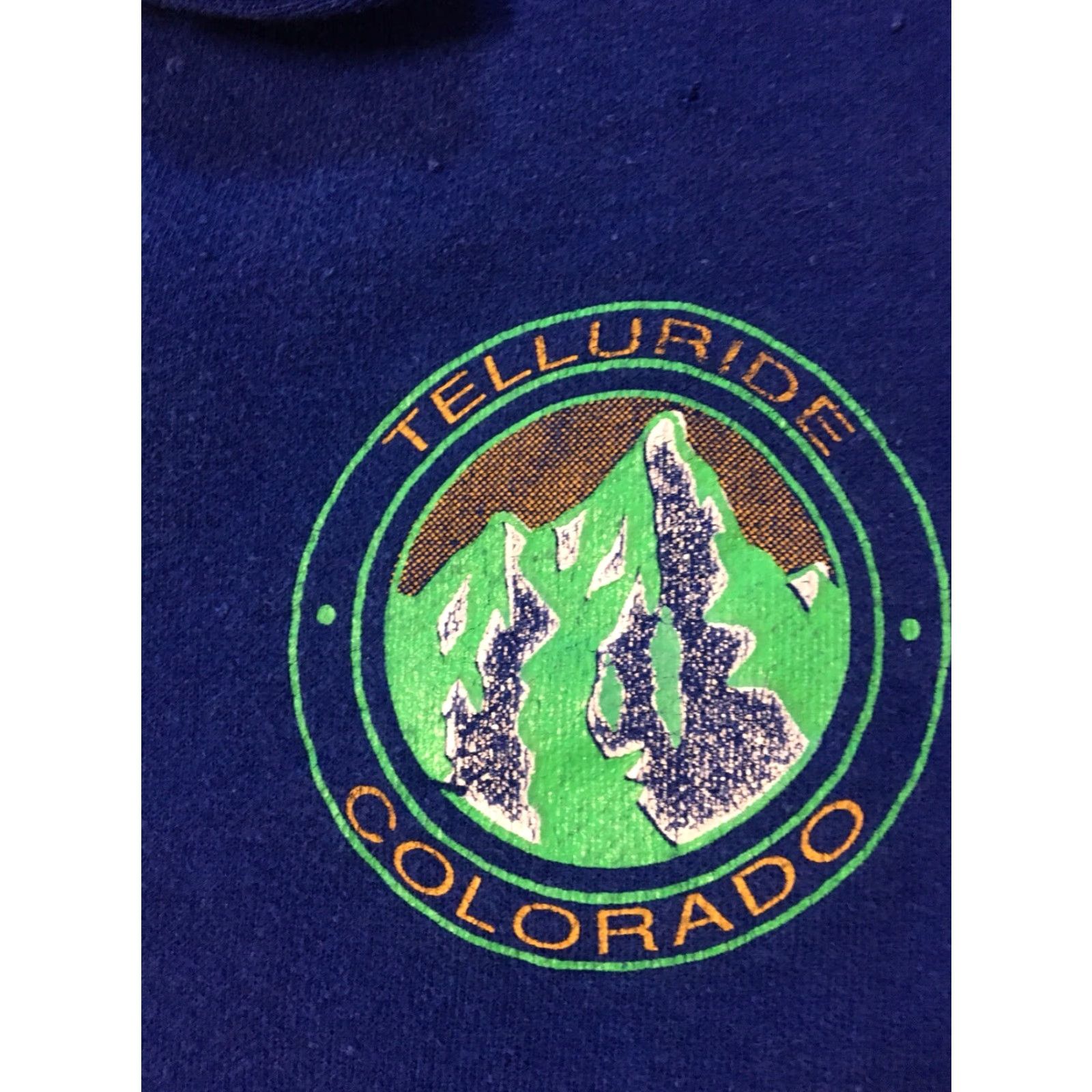 VINTAGE Skiing Collared Sweatshirt Shirt Mens Small Blue 80s 90s Ski Snow Grunge Vaporwave USA Colorado Telluride