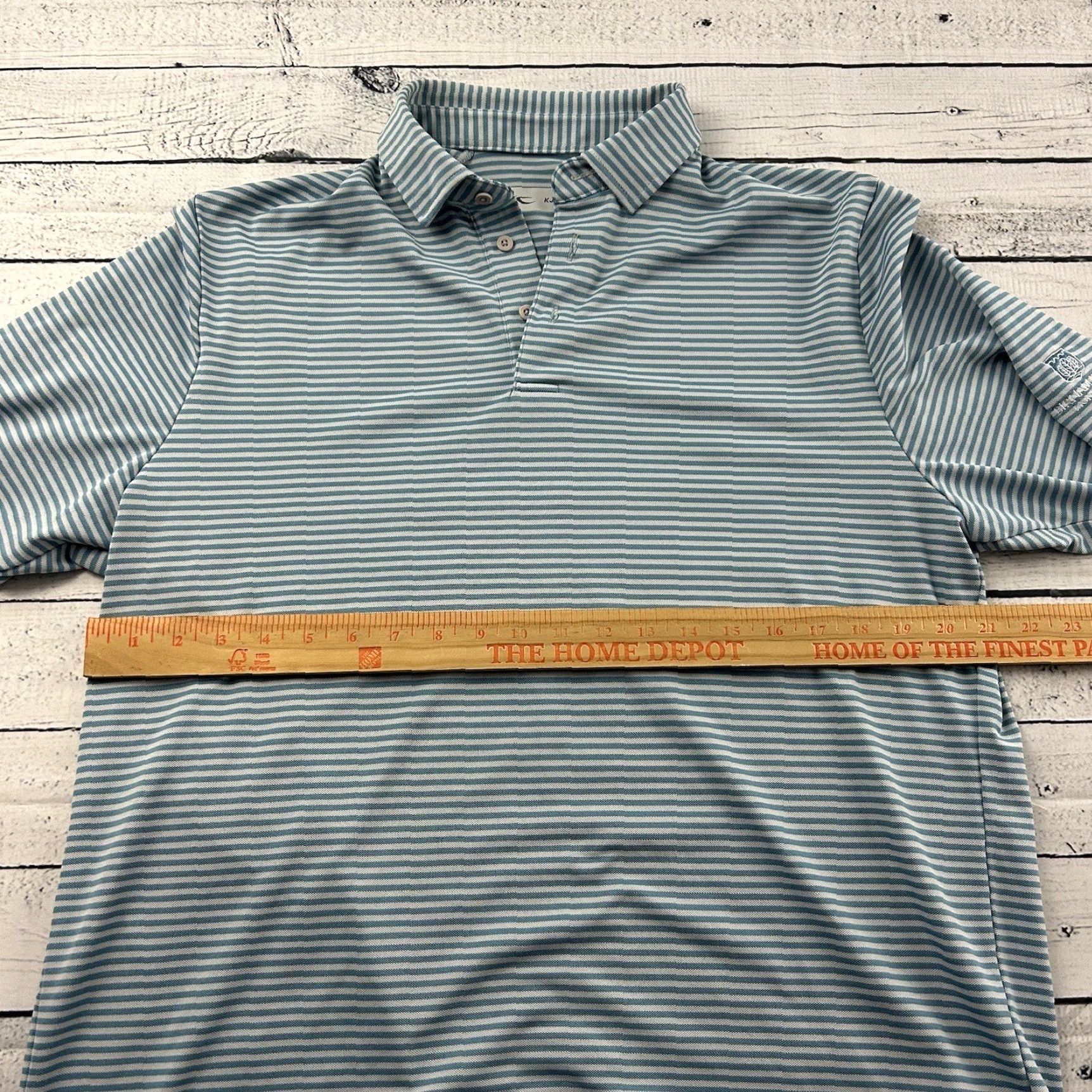 KJUS KJUS Short Sleeve Striped Comfort Fit Golf Polo Shirt Men's L Blue Gray Size US L / EU 52-54 / 3 - 5 Thumbnail