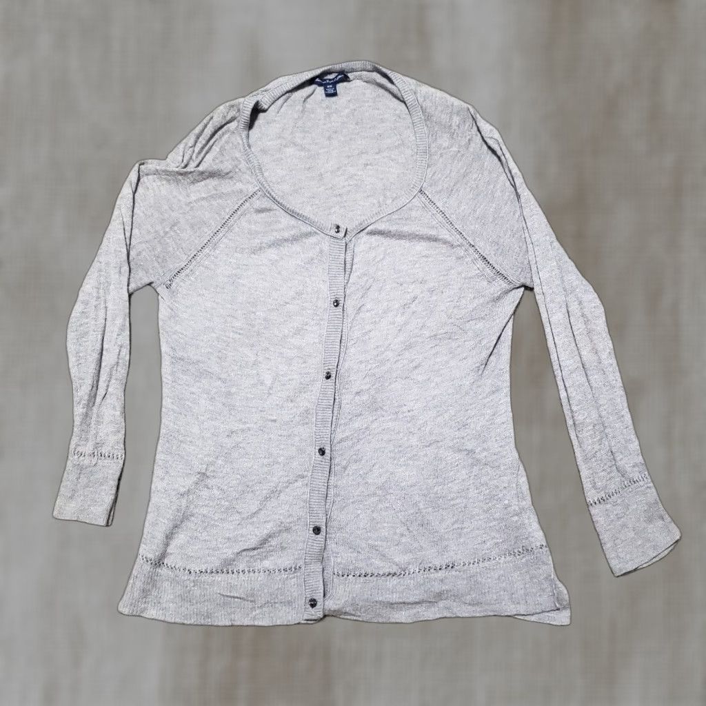American Eagle Outfitters VINTAGE American Eagle Outfitters Women's Button-Up Shirt Adult Medium Gray Long Sleeve 90s Clothing Size M / US 6-8 / IT 42-44 - 1 Thumbnail