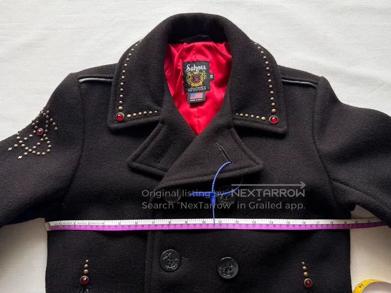 Schott Schott Jeweled buckle rivet leather trim cut woolen coat j Size US XS / EU 42 / 0 - 9 Thumbnail
