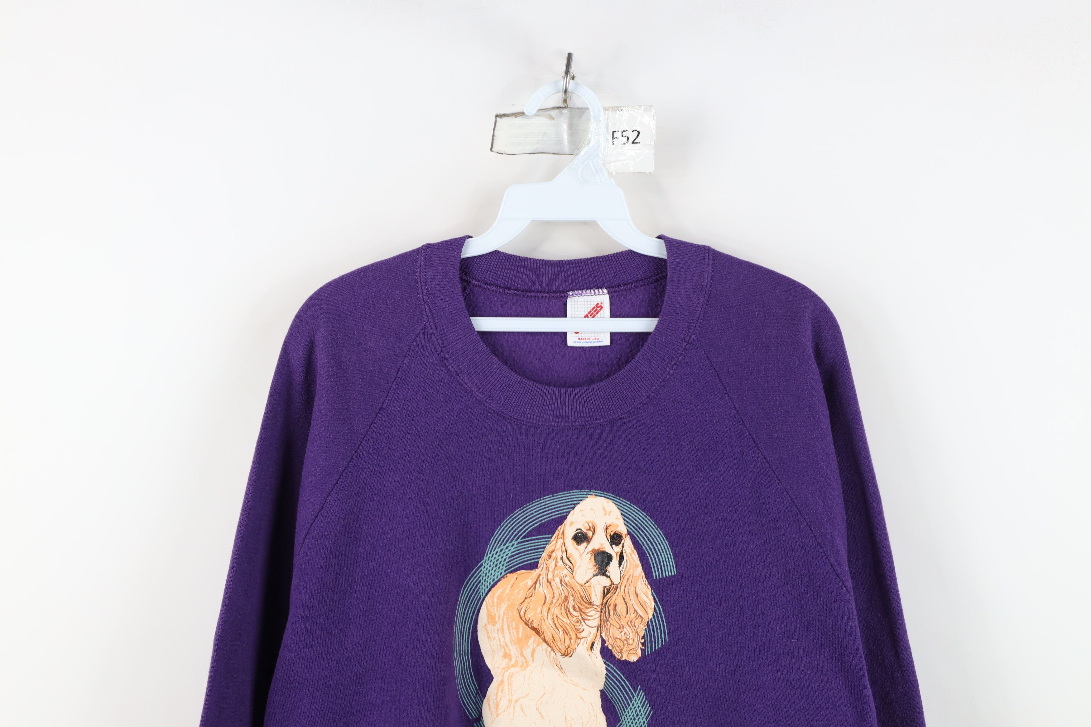 Vintage Vintage 90s Streetwear Spaniel Dog Sweatshirt Purple USA Size XL / US 12-14 / IT 48-50 - 2 Thumbnail