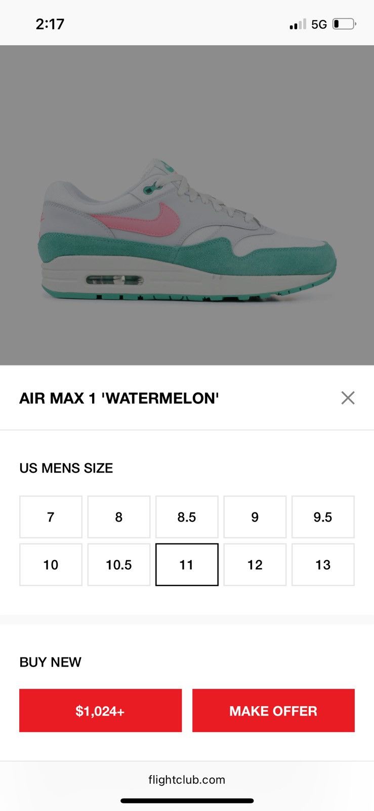 Nike AIR MAX 1 'WATERMELON' Size US 11 / EU 44 - 6 Thumbnail