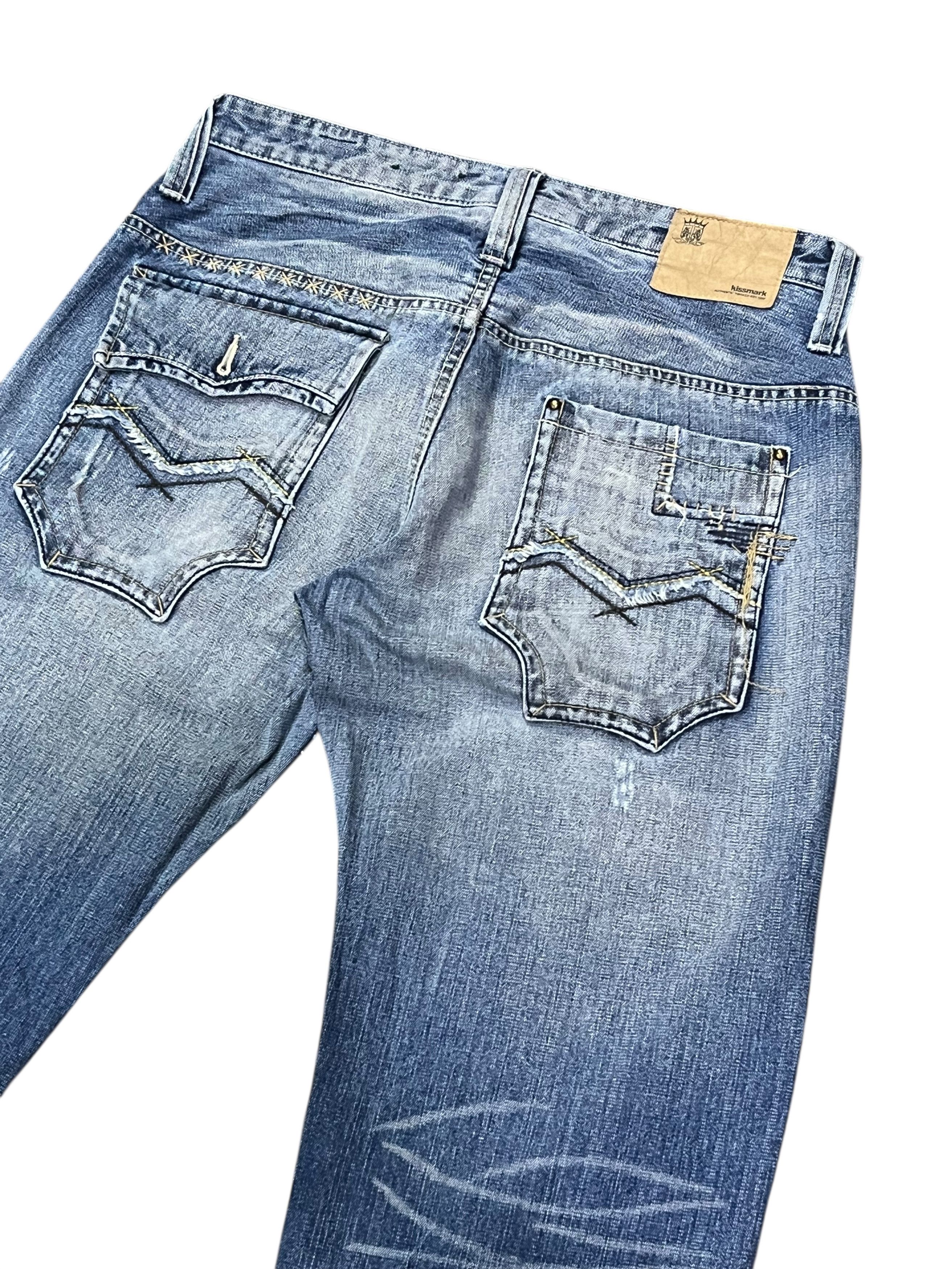 KISS 💋KISSMARK JAPAN Sick Design Half Double Waist Denim Jeans Size US 31 - 9 Thumbnail