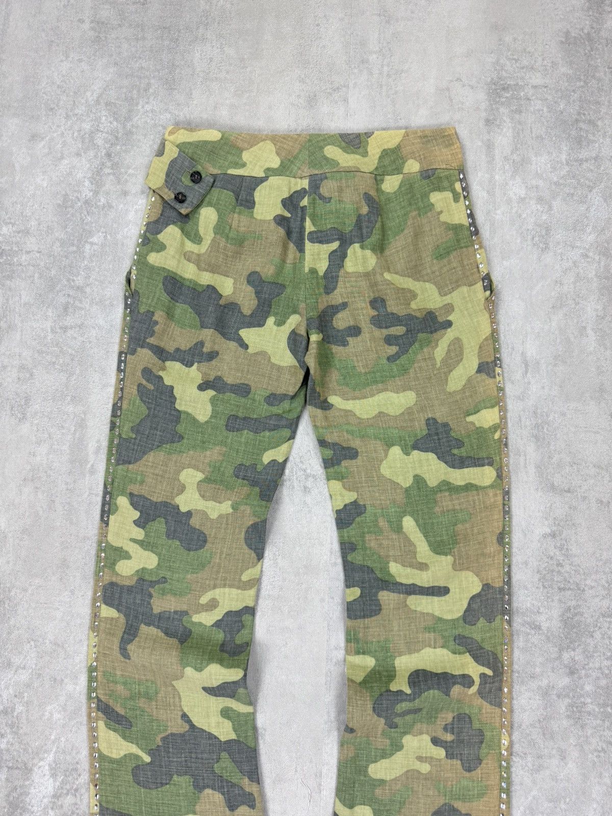 John Richmond John Richmond Linen Camouflage Pants Crystal Bootcut size 46 Size 32" / US 10 / IT 46 - 6 Thumbnail