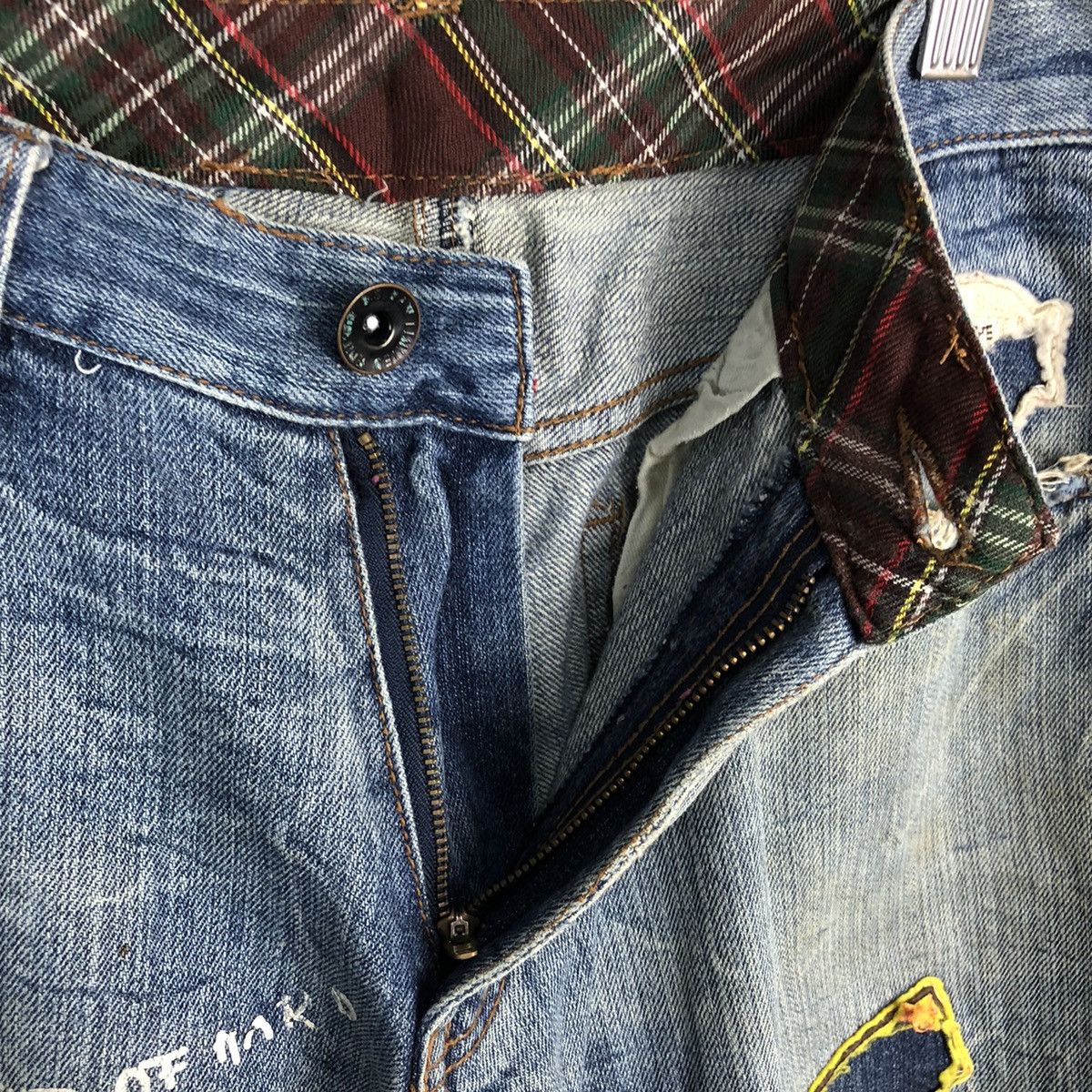 Japanese Brand One Beach Blue Distressed Denim Pants #A130 Size US 31 - 16 Thumbnail