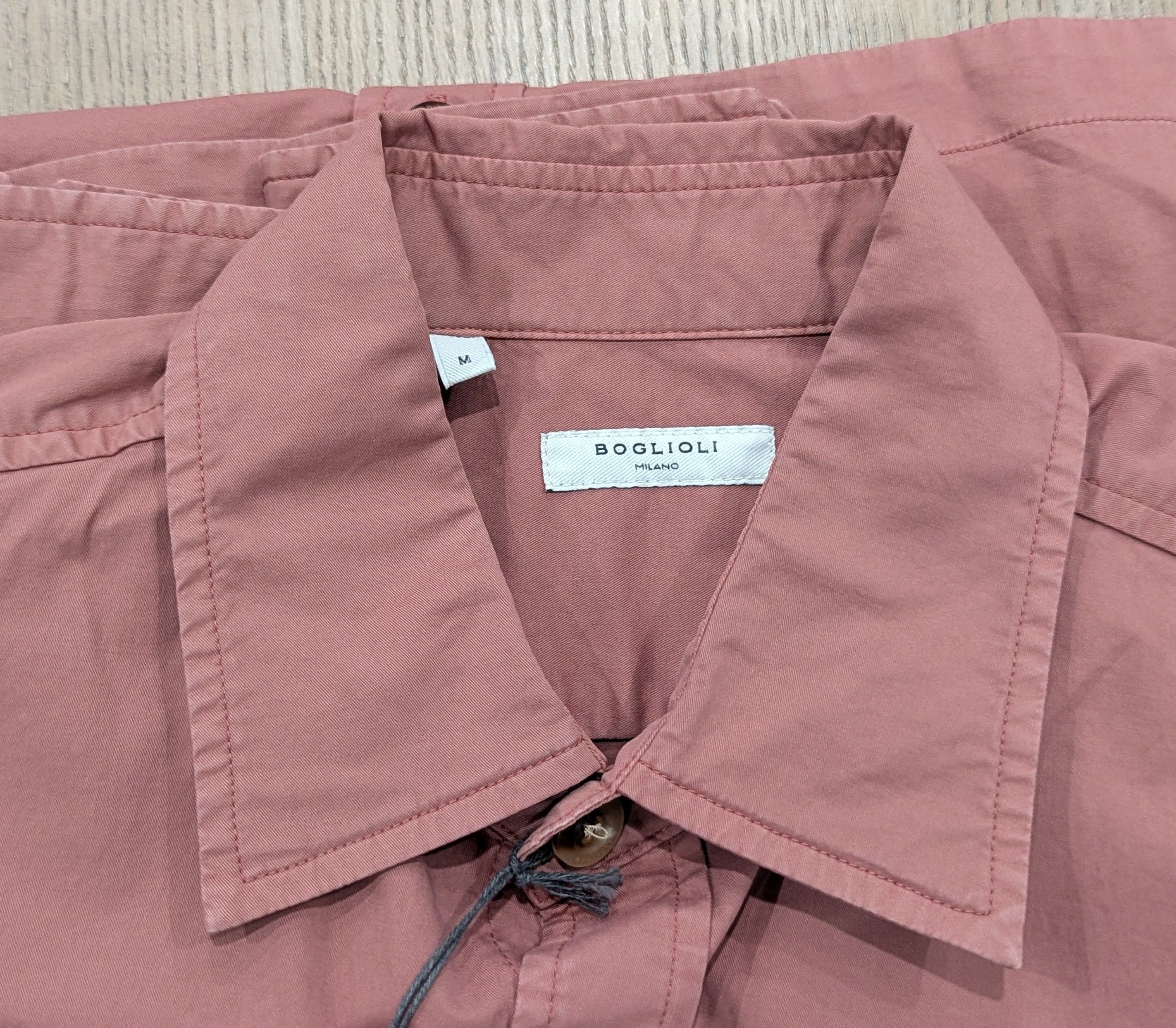 Boglioli BOGLIOLI Stretch Cotton Button Front Overshirt Pink Medium Size US M / EU 48-50 / 2 - 7 Thumbnail