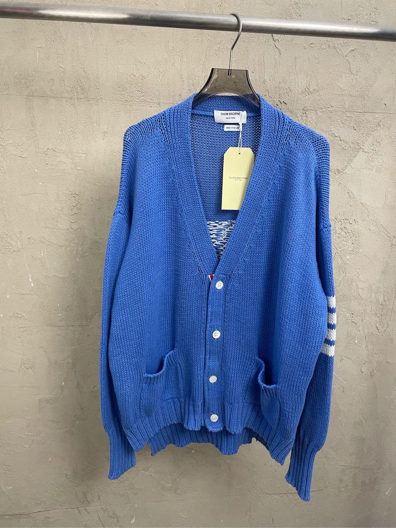 Thom Browne Thom browne Sea blue whale four-striped knitted cardigan ja Size M / US 6-8 / IT 42-44 - 1 Thumbnail