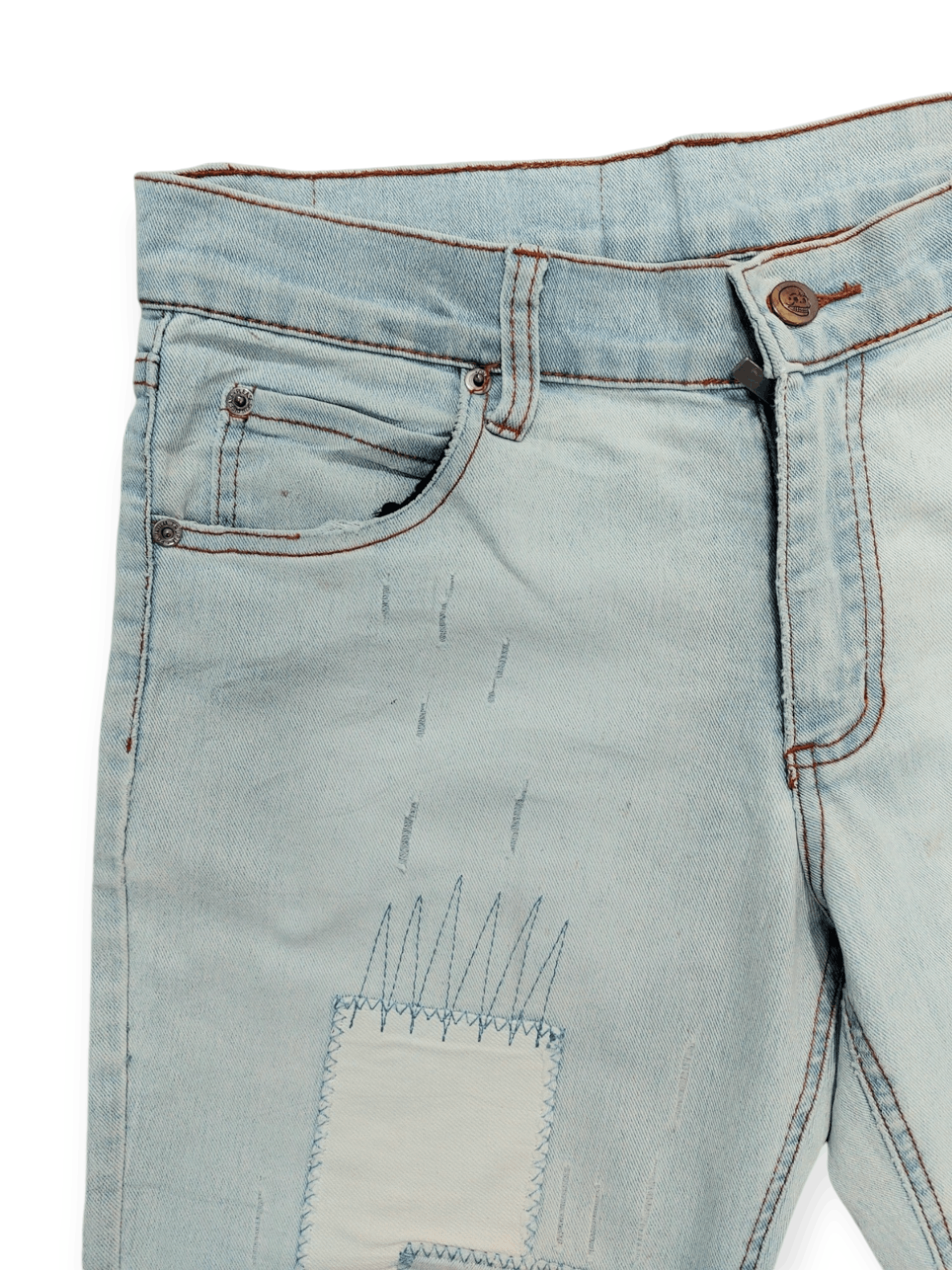 Cheap Monday Tartan Stitch Patchwork Thin Jeans
