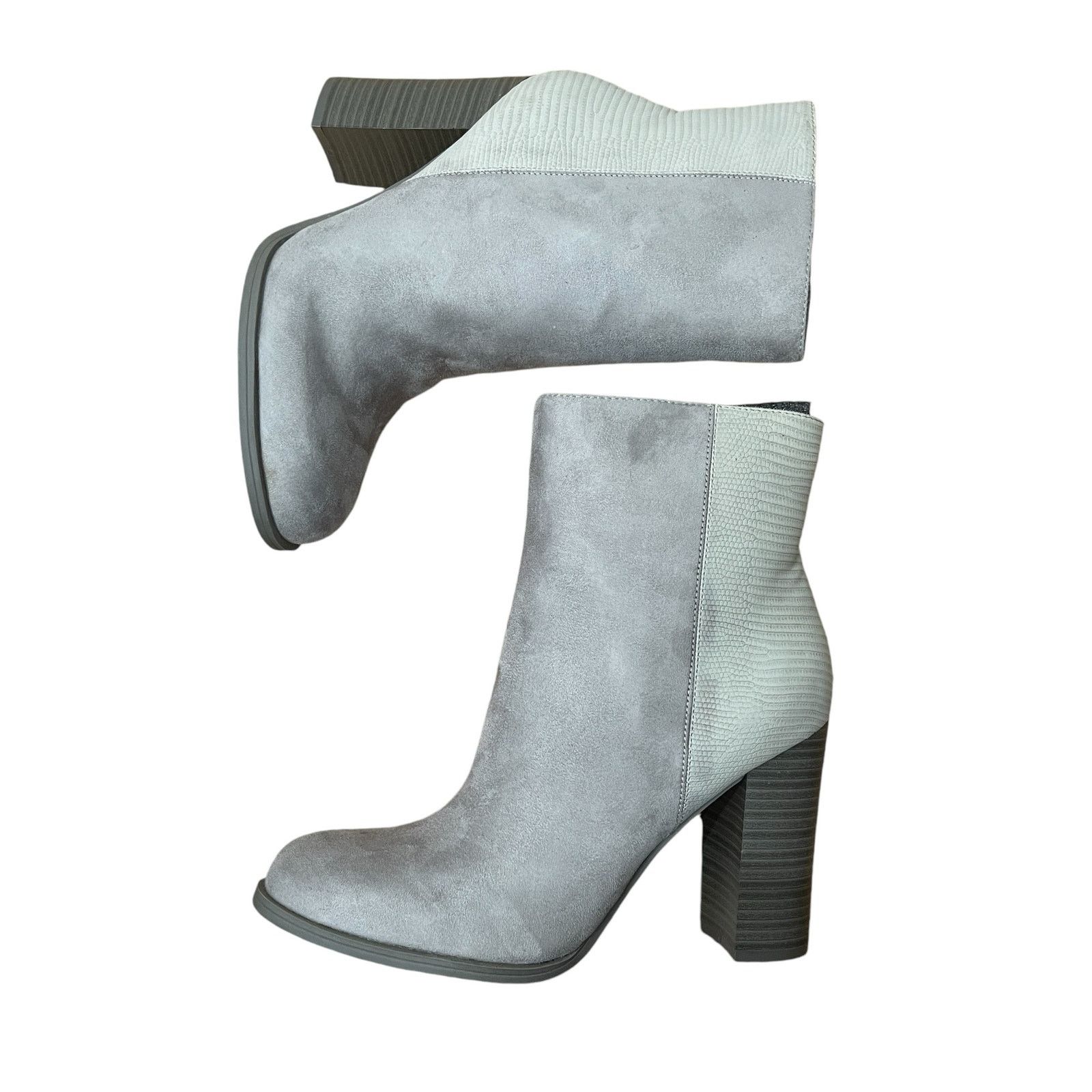 Sam Edelman Circus by Sam Edelman Grey Croc Embossed Suede Bootie Sz 8.5 Size US 8.5 / IT 38.5 - 12 Thumbnail