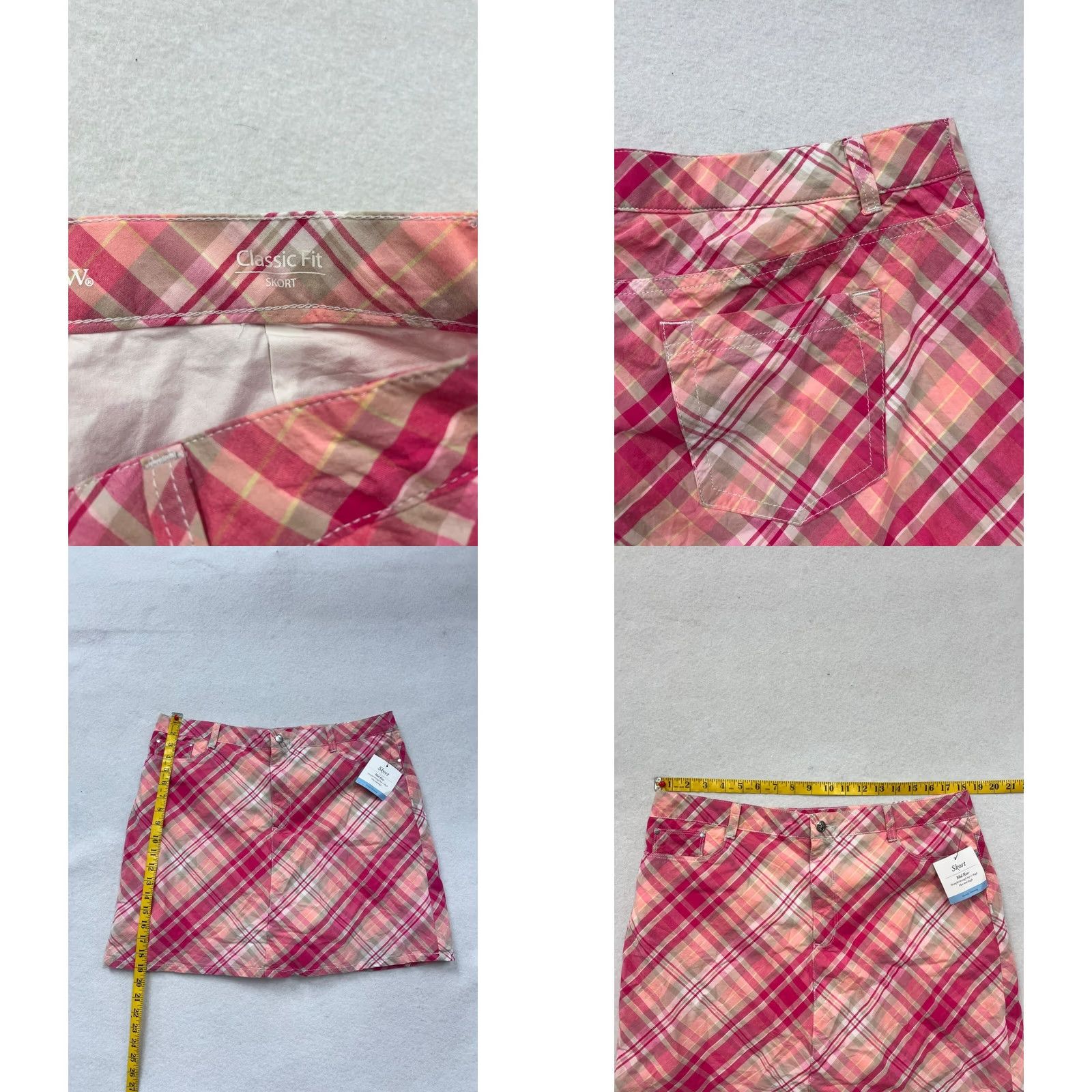 Croft & Barrow VINTAGE Women's Croft & Barrow Pink Plaid Skort Mini Short - Medium Womens Size 32" / US 10 / IT 46 - 8 Thumbnail