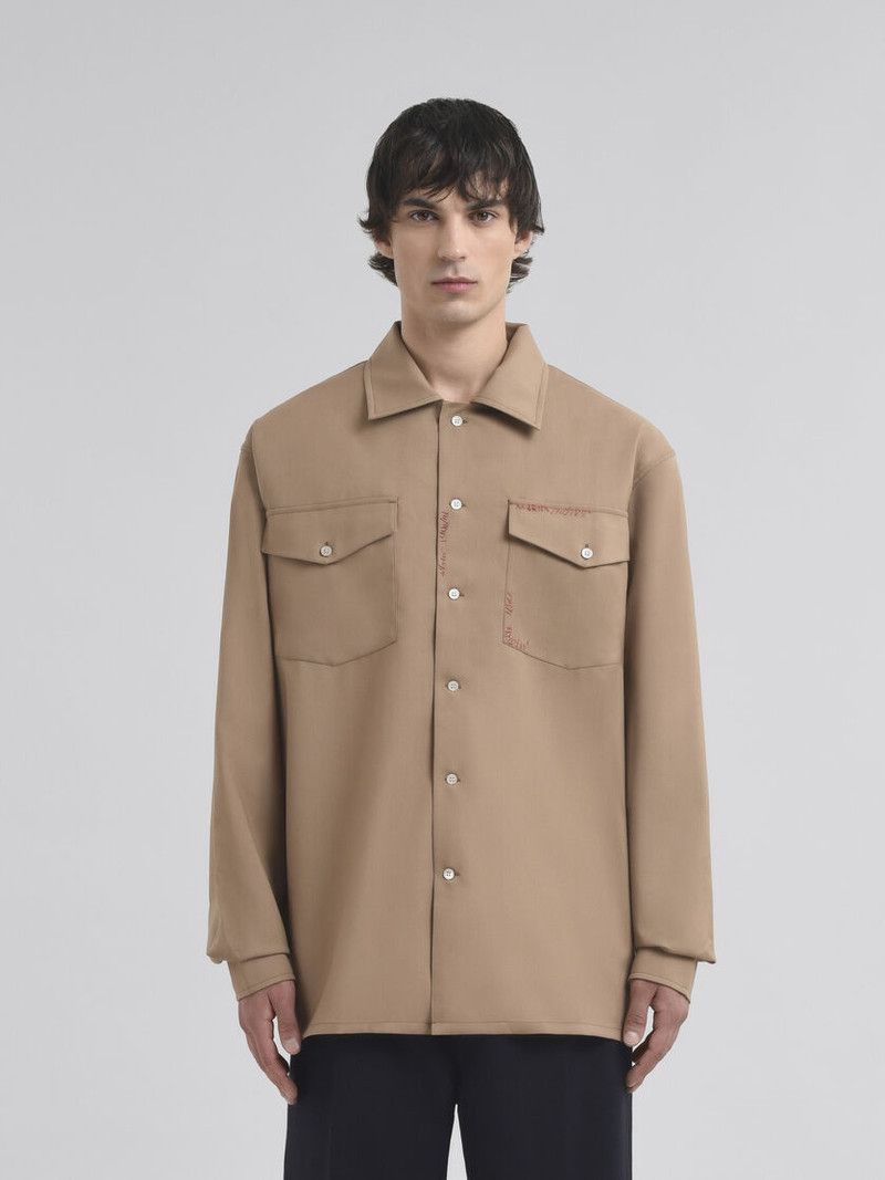 Marni o1w1db11125 Tropical Wool Shirt in Brown Size US XL / EU 56 / 4 - 2 Thumbnail