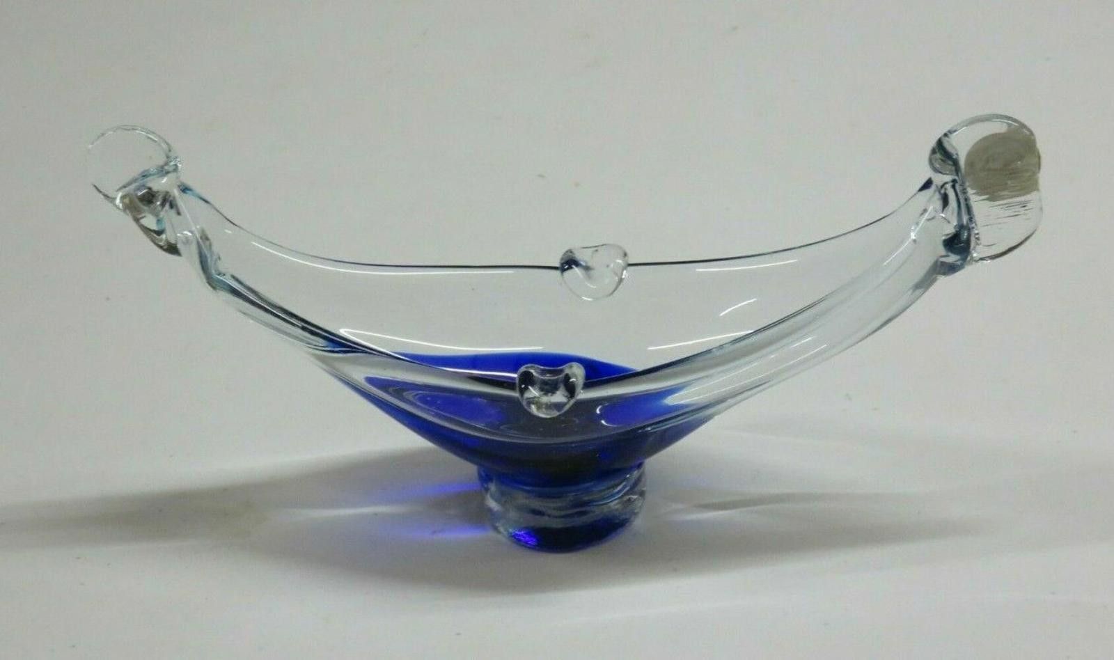 Murano Murano Glass Blue And Clear Basket 4" Size ONE SIZE - 2 Thumbnail