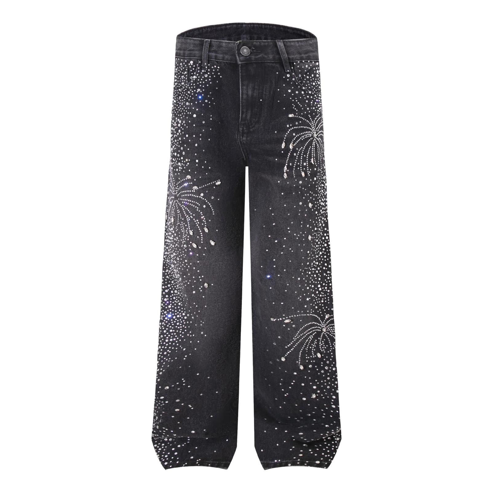 Vintage Black Rhinestone Embellished Denim Jeans Size US 32 / EU 48 - 3 Thumbnail