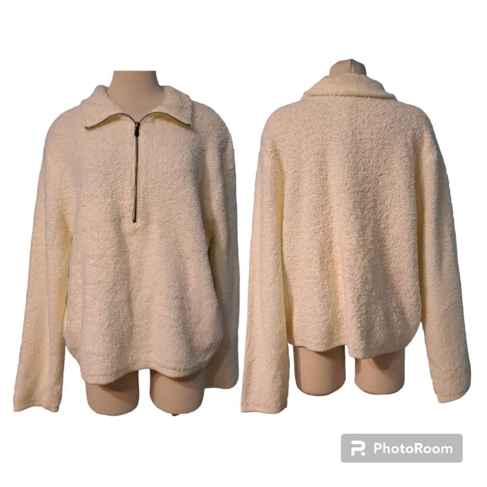 Other Teeberry & Weave Golly Sherpa Fur Quarter Zip Pullover Off W Size 3XL / US 20-22 - 3 Thumbnail