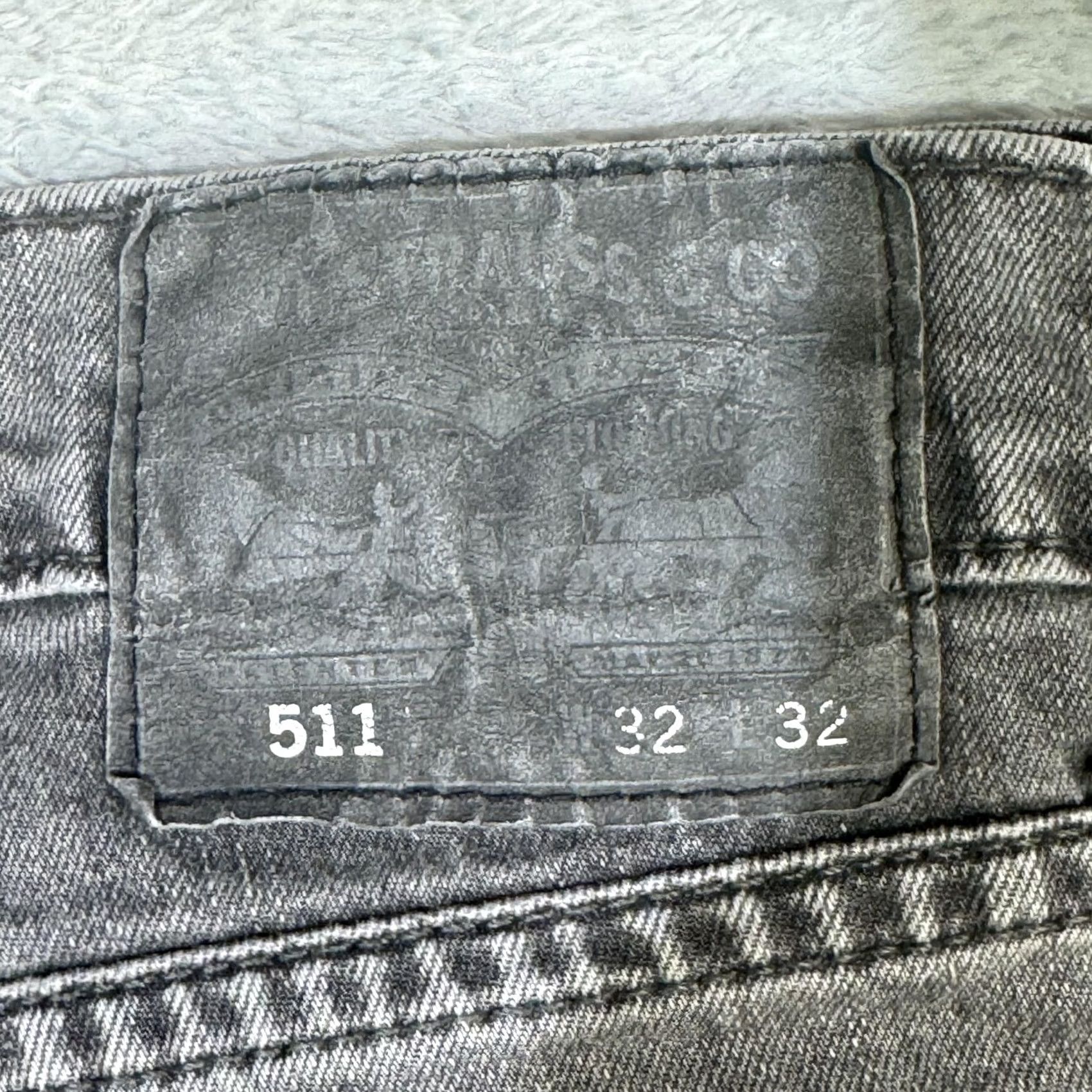 Levi's VINTAGE Levis 511 Jeans Mens 32x32 Gray Slim Fit Stretch Denim Tapered Whiskered Zip Fly Size US 32 / EU 48 - 3 Thumbnail