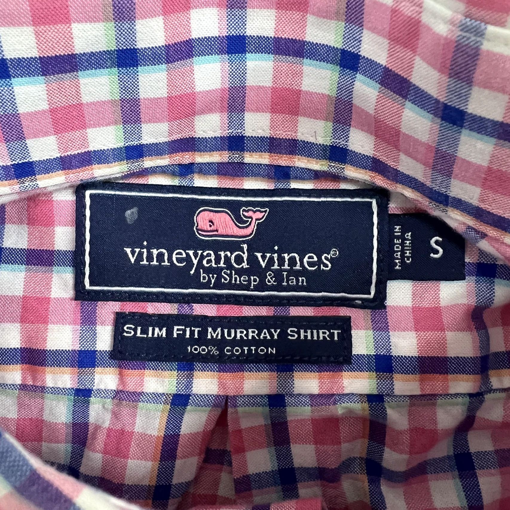 Vineyard Vines Vineyard Vines Shirt Mens S Pink Blue Check Slim Fit Murray Button Long Sleeve Size US S / EU 44-46 / 1 - 3 Thumbnail