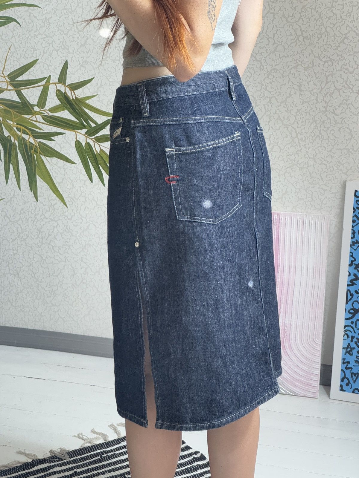 Diesel VINTAGE DIESEL 2000s DENIM MIDI SKIRT Size 28" / US 6 / IT 42 - 3 Thumbnail