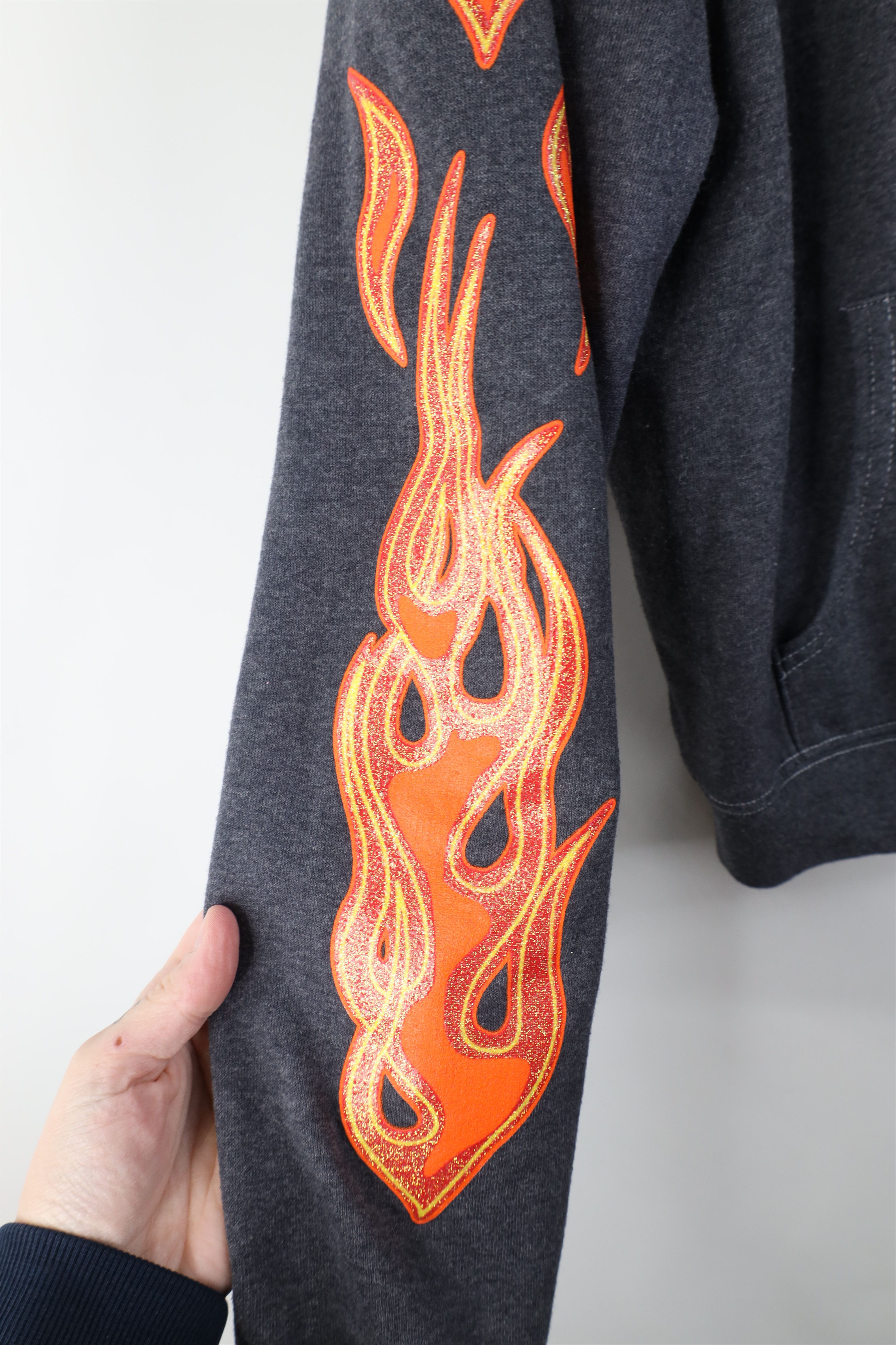 Vintage Vintage 90s Y2K Babydoll Turtle Fire Flames Full Zip Hoodie Size M / US 6-8 / IT 42-44 - 6 Thumbnail