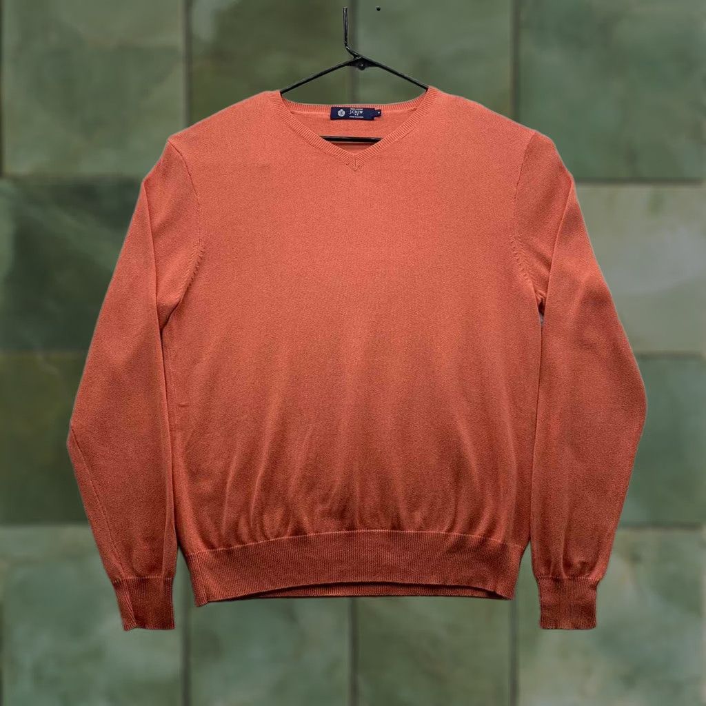 J.Crew J Crew Sweater Mens Medium M Orange Coral V-Neck Knit Pullover Thin Preppy Tapered Size US M / EU 48-50 / 2 - 1 Thumbnail