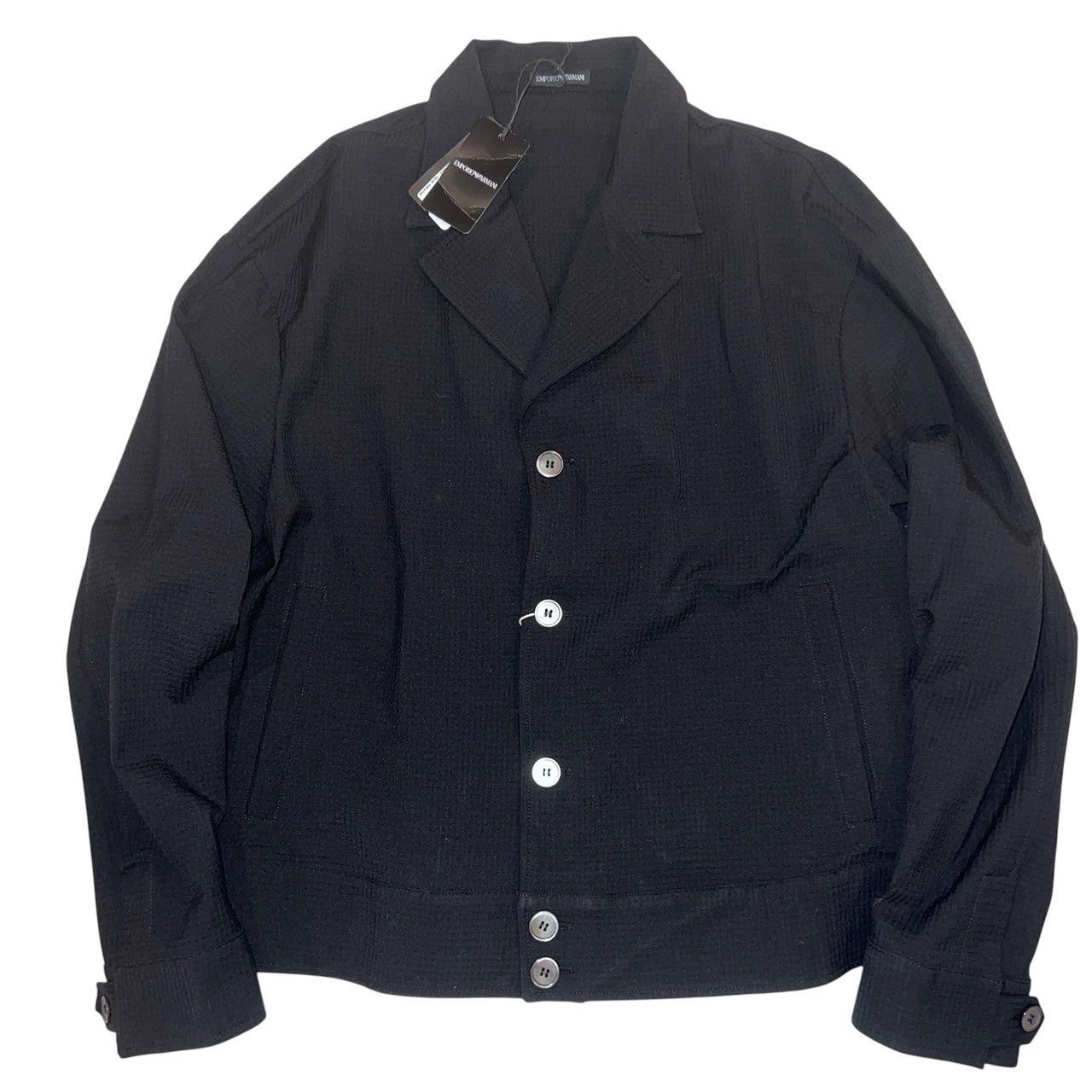 $1020 EMPORIO ARMANI Honeycomb Short Cardigan Jacket Black