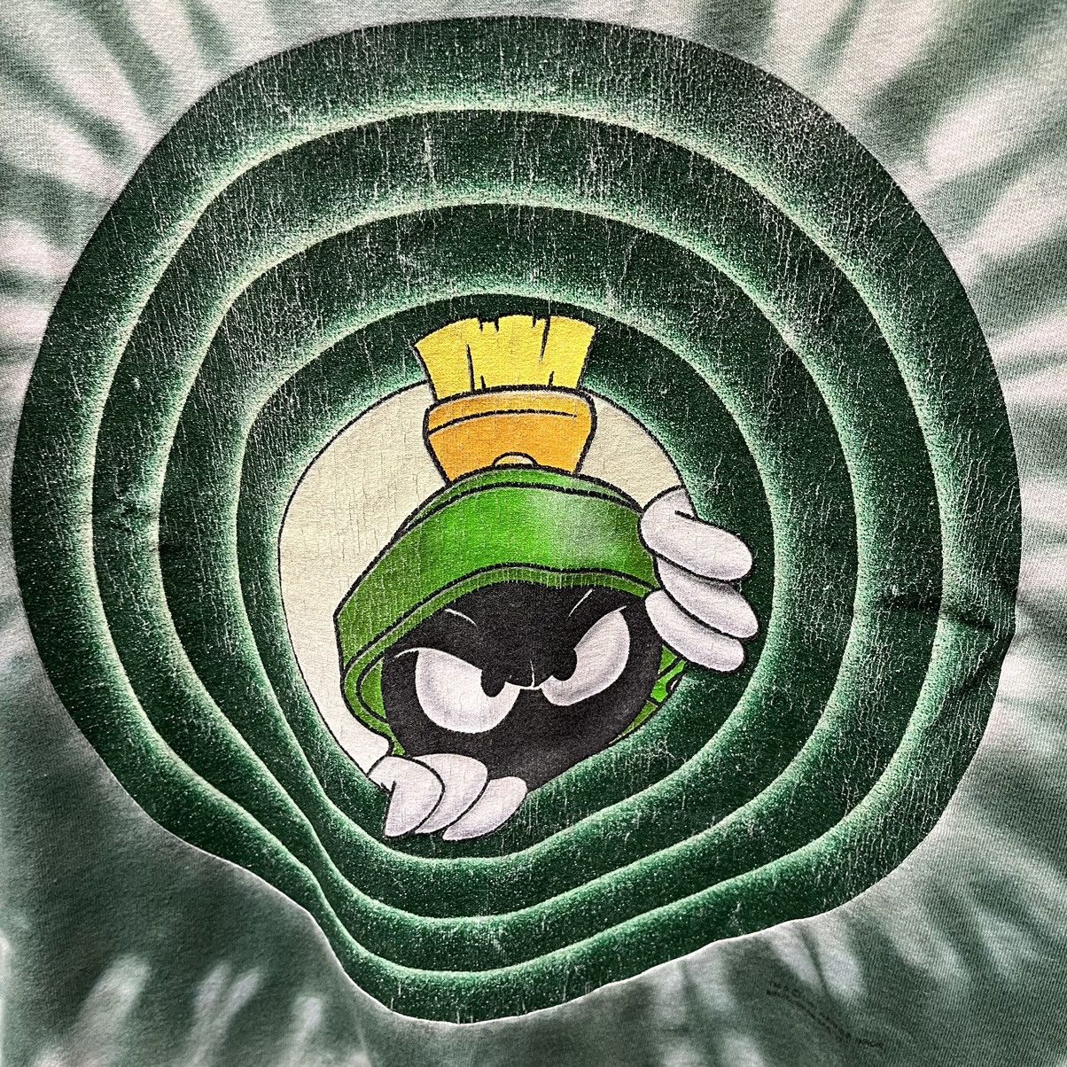 Vintage Looney Tunes Marvin the Martian Green Tie Dye Tee 1997 Vtg ...