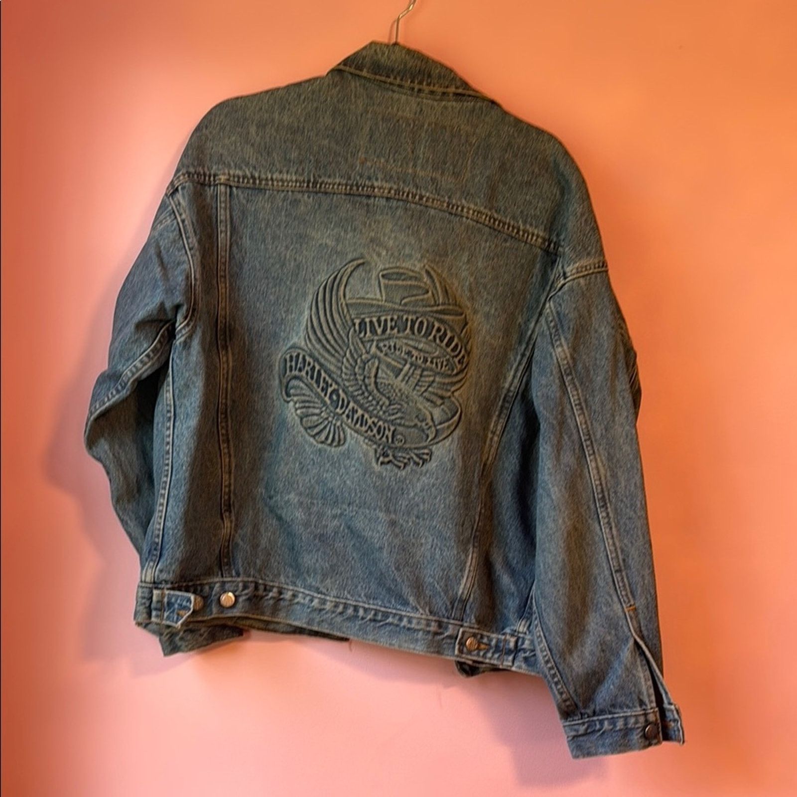 Harley Davidson Vintage Mens HARLEY DAVIDSON Stamped Denim Jacket XL Size US XL / EU 56 / 4 - 2 Thumbnail