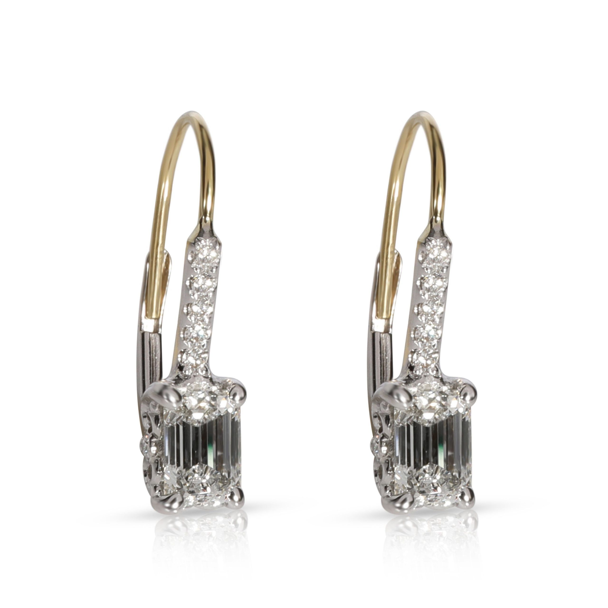image of Gia Certified Emerald Diamond Earrings In 18Kt Gold F Vs1-Vs2 1.19 Ctw, Women's