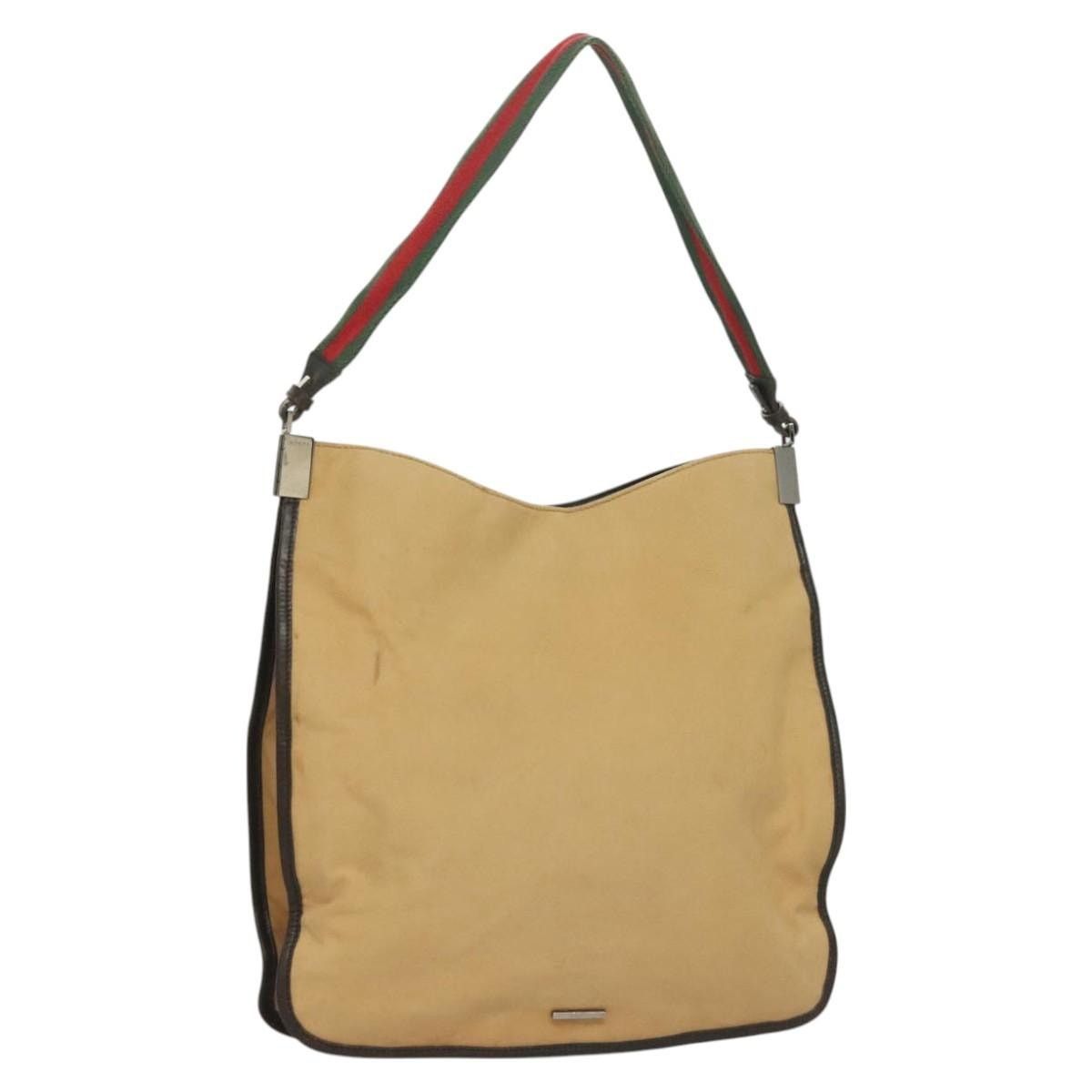 Gucci GUCCI Web Sherry Line Shoulder Bag Canvas Beige Silver Red Size ONE SIZE - 1 Thumbnail