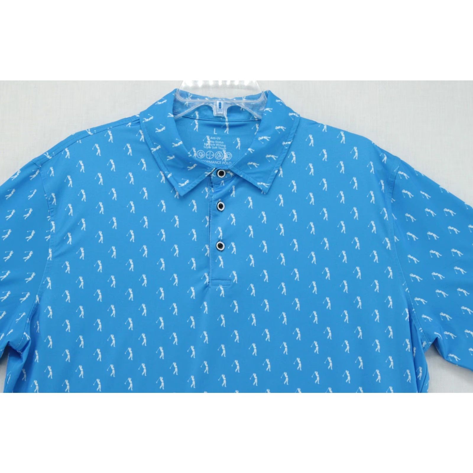 Vintage Damipow Premium Polo Shirts Men Large Blue Performance Allover Golfer Print Polo Shirt Mens Large Blue Golfer Print Premium Damipow Size US L / EU 52-54 / 3 - 2 Thumbnail