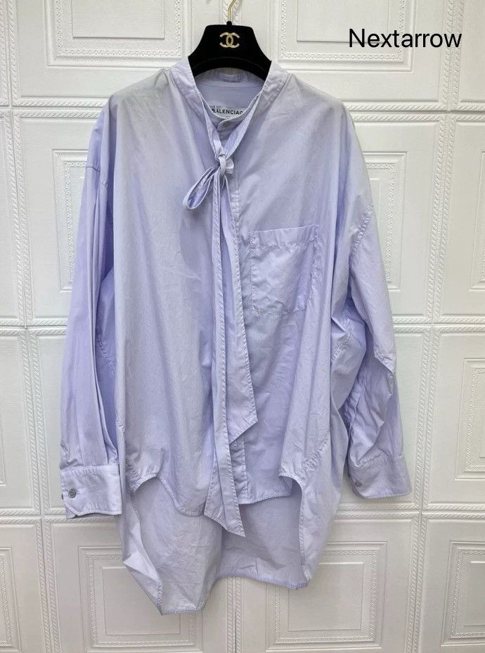 Balenciaga BALENCIAGA Blue Letter Lace up Shirt2412-Nextarrow Size US M / EU 48-50 / 2 - 1 Thumbnail